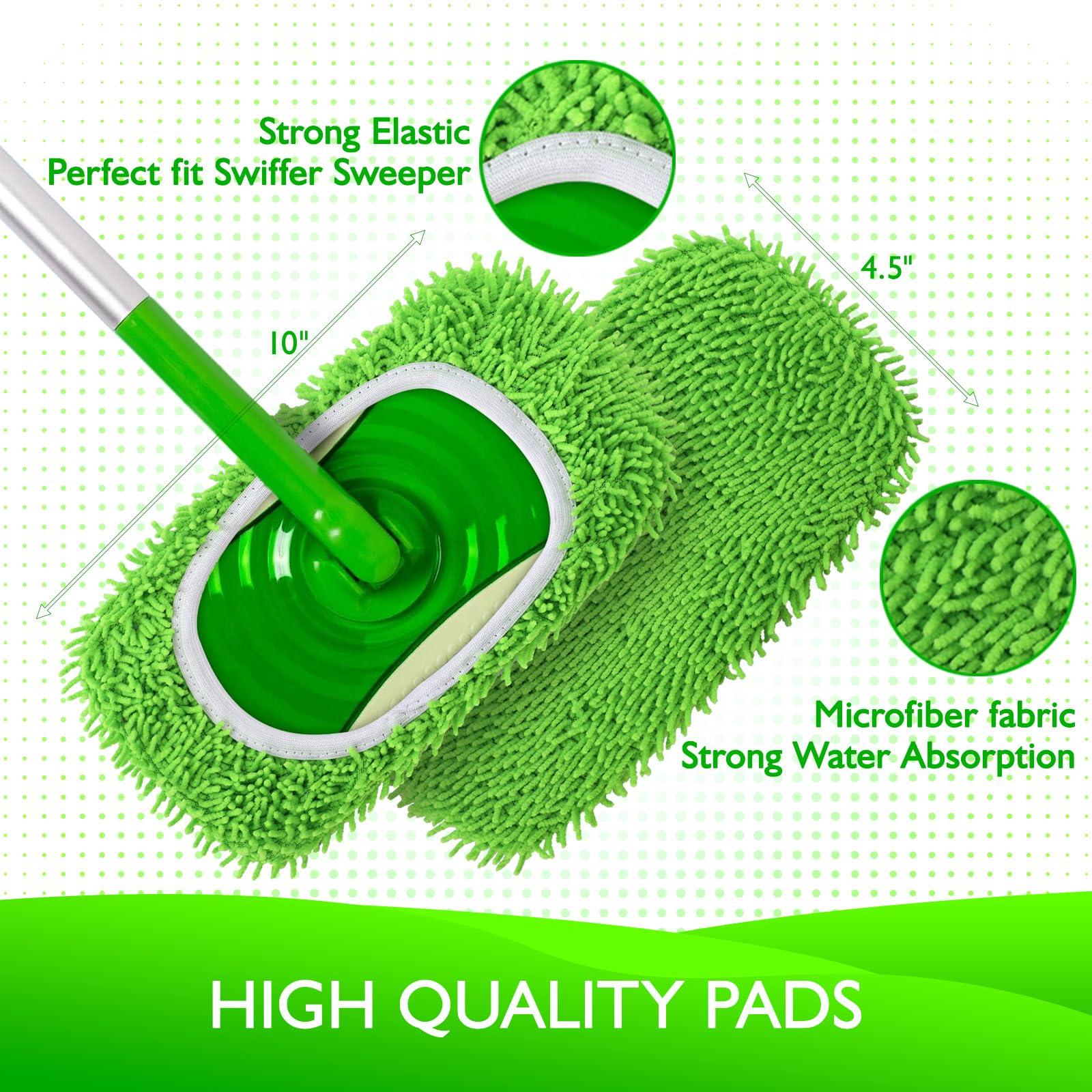 Yicotira Reusable Microfiber Mop Pads Compatible with Swiffer Sweeper- 4 Pack Dry Sweeping Cloths & Wet Mopping Cloths - Washable Wet Pads Refill for Mopping Floors (Mop is not Included) - Image 3