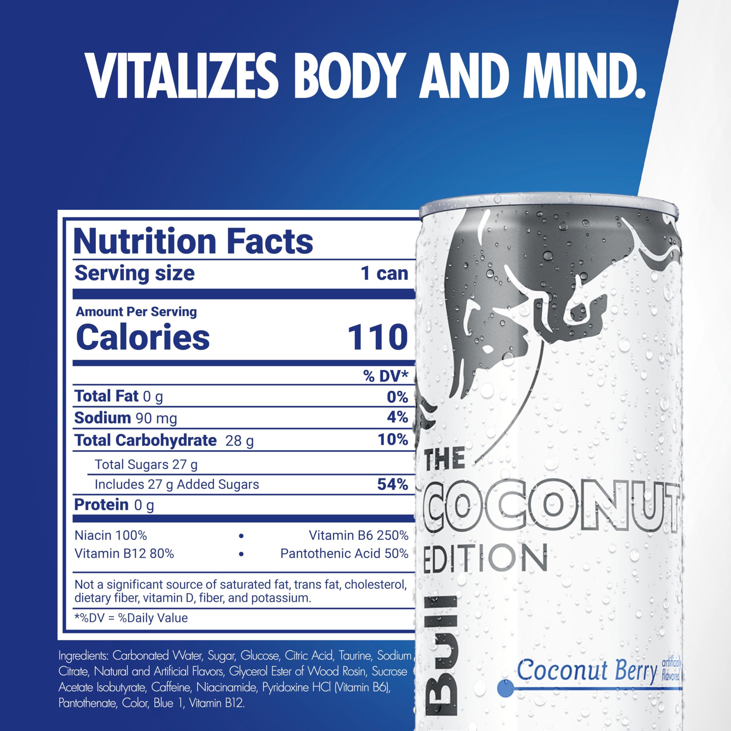 Red Bull Coconut Edition Energy Drink, Coconut Berry, with 80mg Caffeine plus Taurine & B Vitamins, 8.4 Fl Oz, Pack of 24 Cans - Image 2