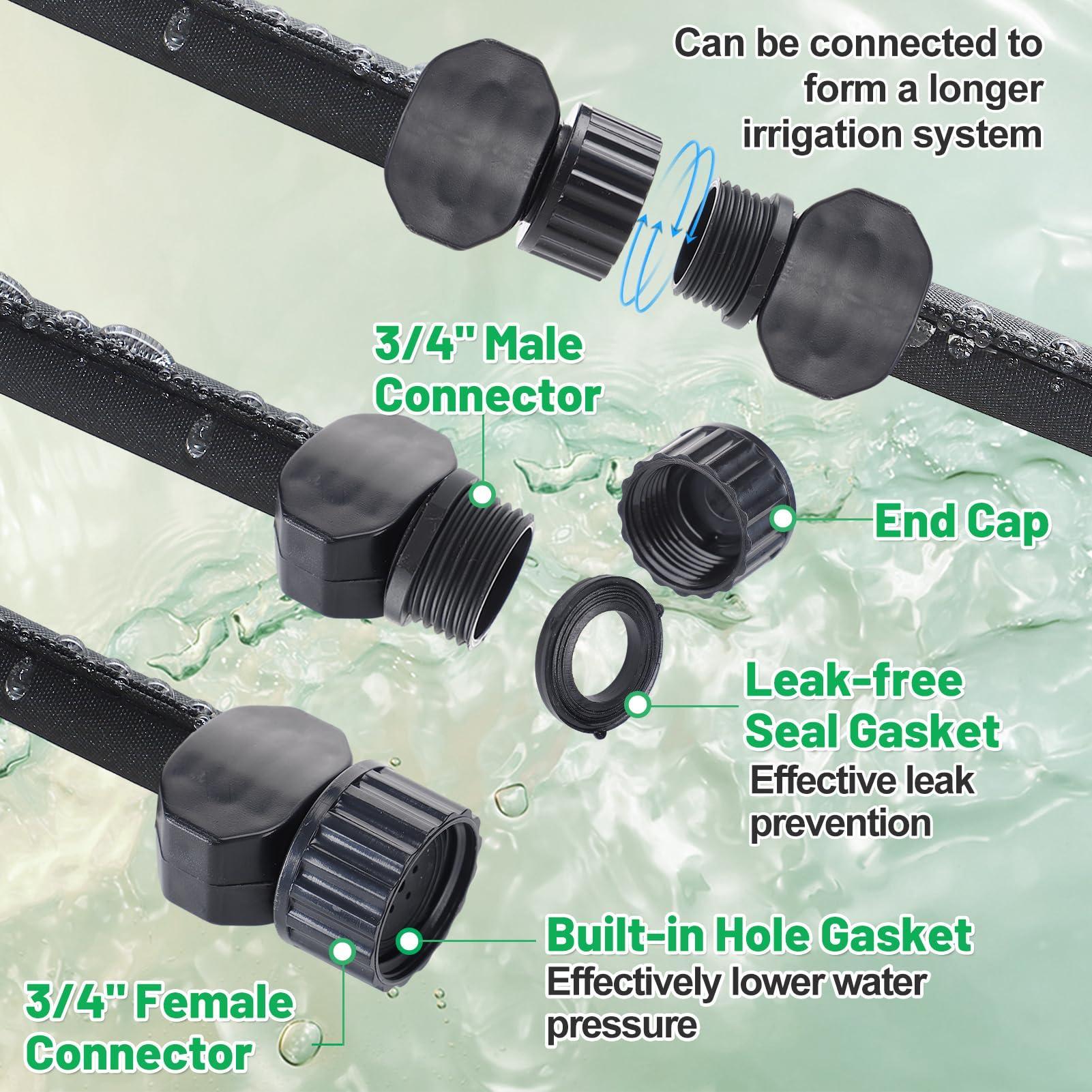 Soaker Hose 75FT for Garden Beds - 3/4" Heavy Duty Double Layer Drip Irrigation Hose, Save 85% Water- Linkable Flat Soaker Hose for Lawn Flower Bed Vegetable Field Effective Watering - Image 6