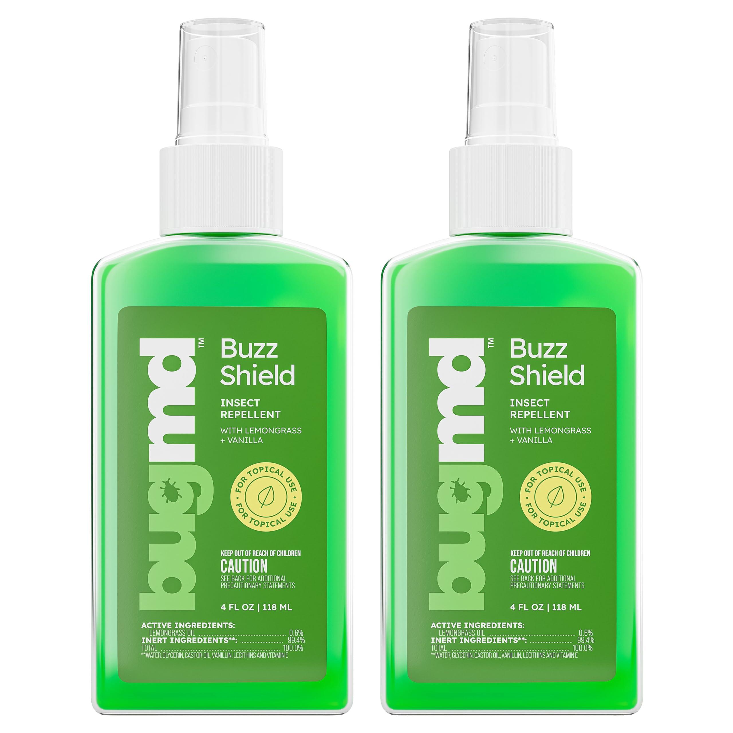 BugMD Buzz Shield - Mosquito and Insect Repellent Spray for Body and Home, Indoor & Outdoor Use, DEET-Free, Tick Repellent, Safe Bug Spray for People (2-Pack)
