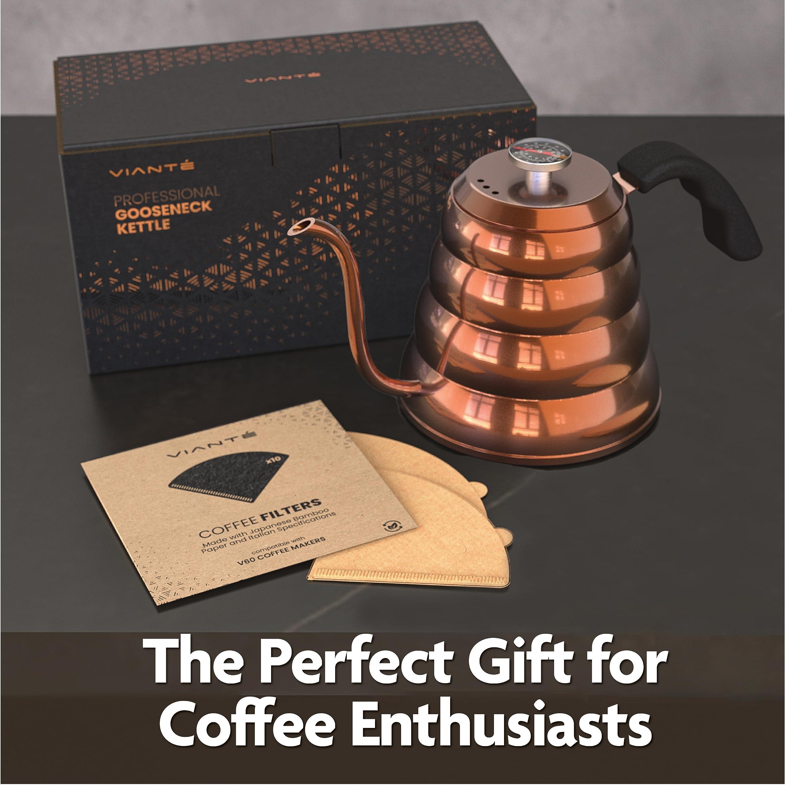 Vianté Gooseneck Stovetop Pour Over Coffee Kettle with Thermometer for Drip Coffee and Tea. Premium Copper Stainless Steel. 40 fl oz. All Coocktops. - Image 9