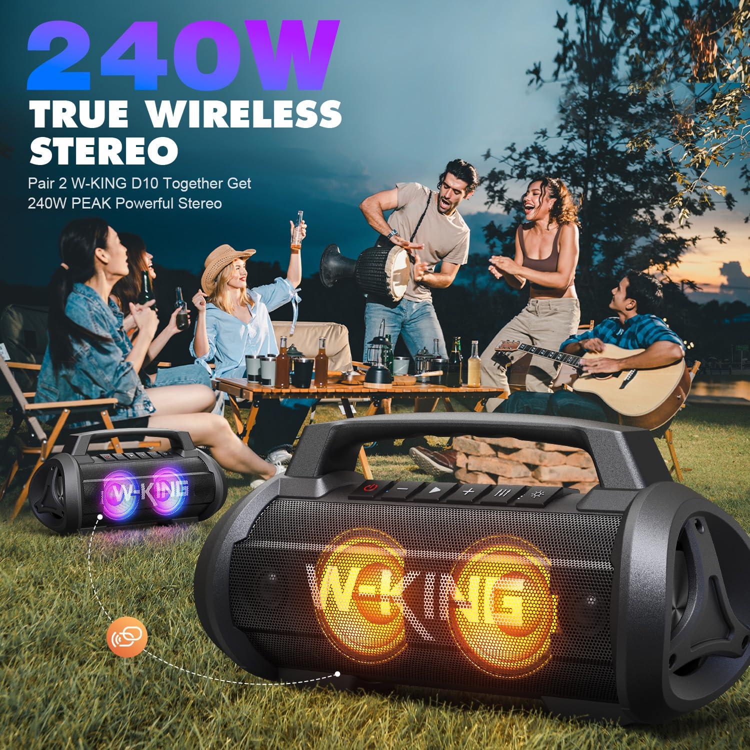 W-KING Portable Speakers Bluetooth Wireless, 120W Max Loudest Bluetooth Speaker, IPX6 Waterproof Outdoor Speaker with 70W Deep Bass/2*Subwoofer/DSP/EQ/42H/LED/MAC-in/Power Bank, Large Party Boombox - Image 5