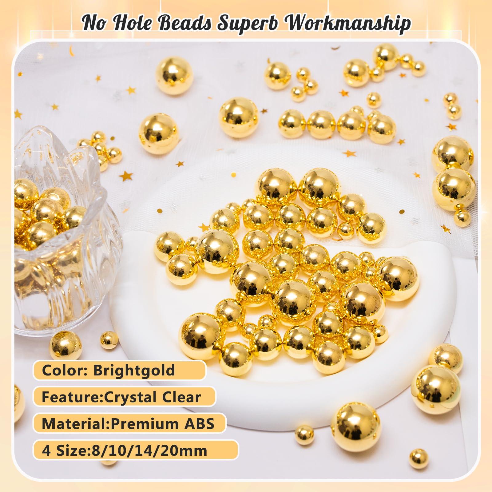 MACIOZE 300Pcs Pearl Vase Filler, BrightGold No Hole Faux Pearl Beads for Centerpieces Vases, Candle Centerpieces, Wedding Birthday Party Home Decor 8/10/14/20mm - Image 3