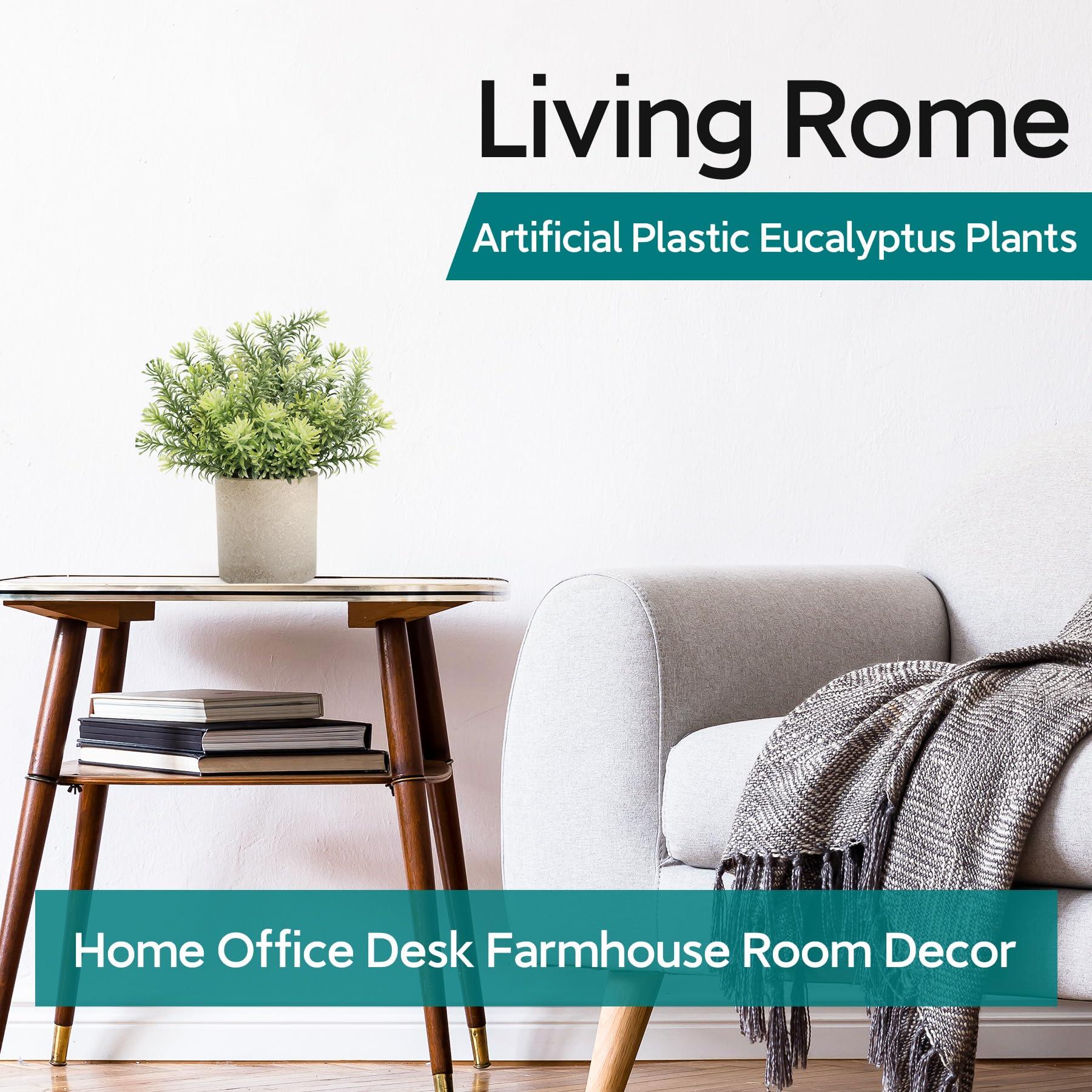 Der Rose 3 Pack Mini Potted Fake Plants Artificial Plastic Eucalyptus Plants Topiaries for Home Office Desk Farmhouse Room Bathroom Decor - Image 6