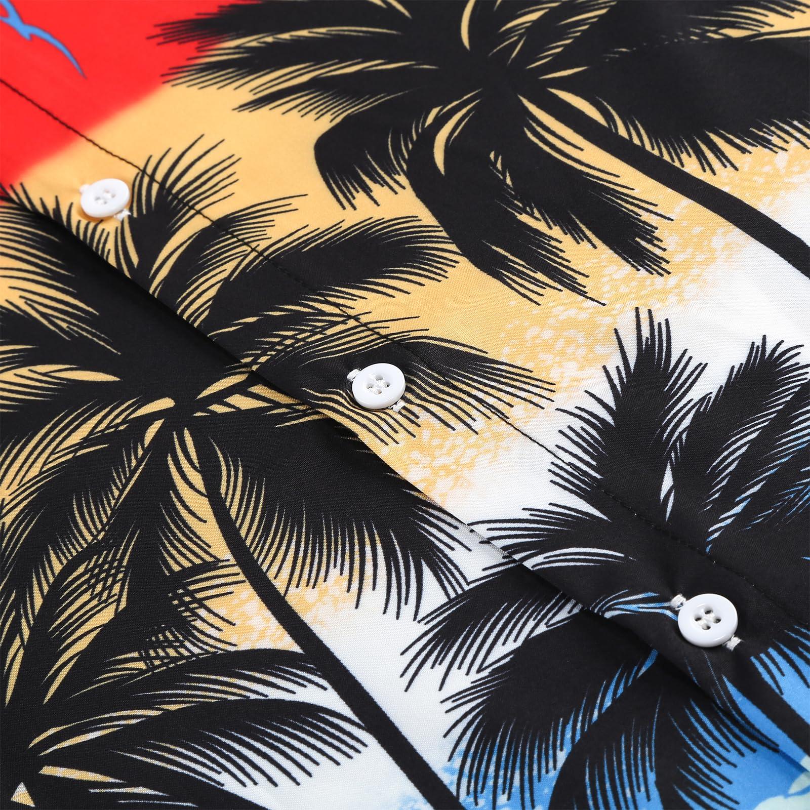 HAPNBCELE Hawaiian Shirt for Men Summer Short Sleeve Button Down Men's Beach Shirts Casual Floral Shirts Cotton - Image 5