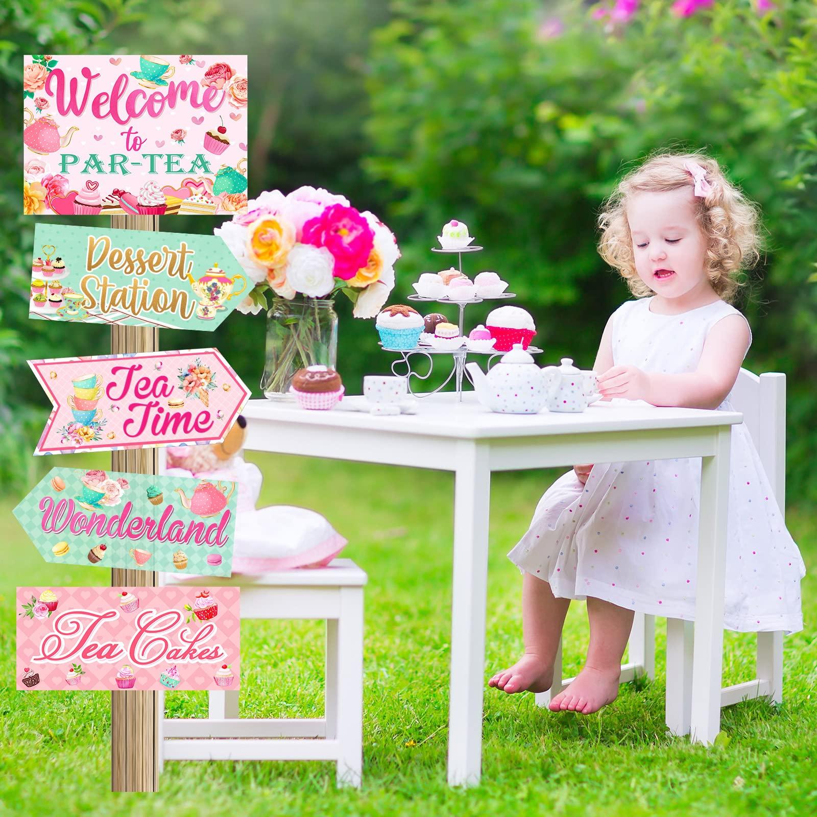 20 Pieces Floral Tea Party Sign Decorations Directional Cardboard Yard Signs for Outdoor Lawn Arrow for Tea Party Bridal Shower - Image 6
