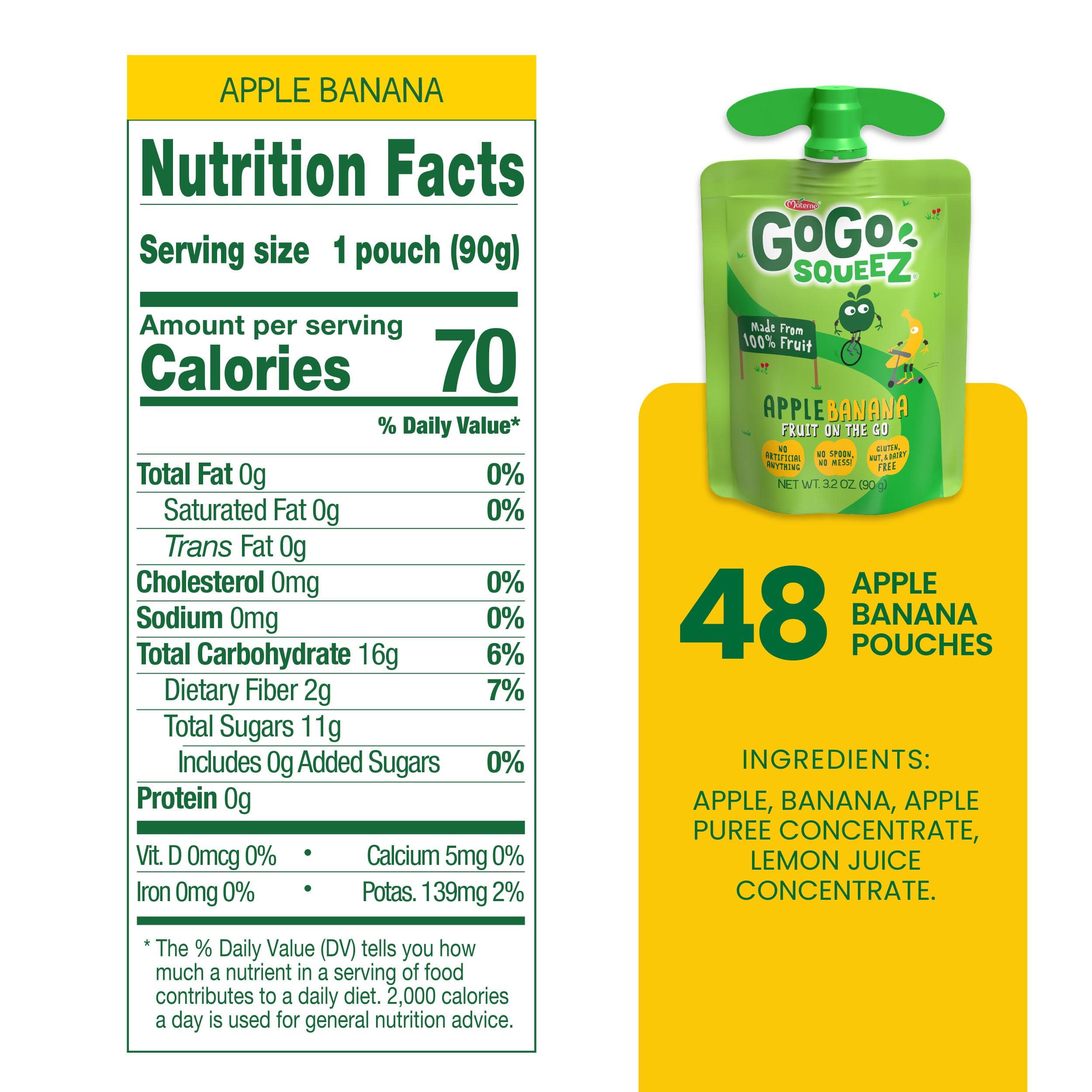 GoGo squeeZ Applesauce and Fruit Puree, Apple Banana, 3.2 oz (Pack of 48), Unsweetened Fruit Snacks for Kids, Gluten Free, Nut Free and Dairy Free, Recloseable Cap, BPA Free Pouches - Image 5