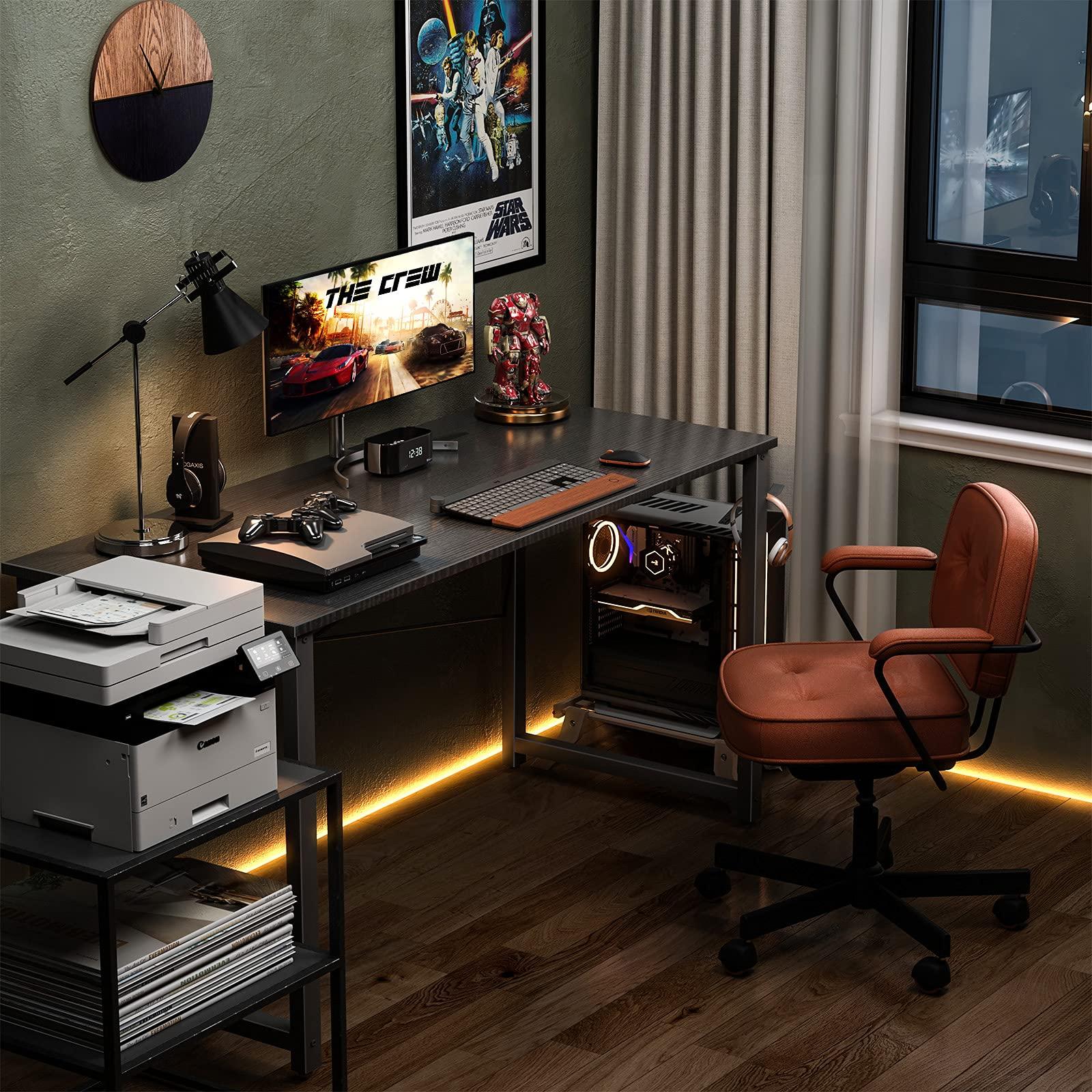ODK 48 Inches Computer Desk for Home Office, Office Table for Small Spaces, Writing Desk with Headphone Hooks, Black - Image 5