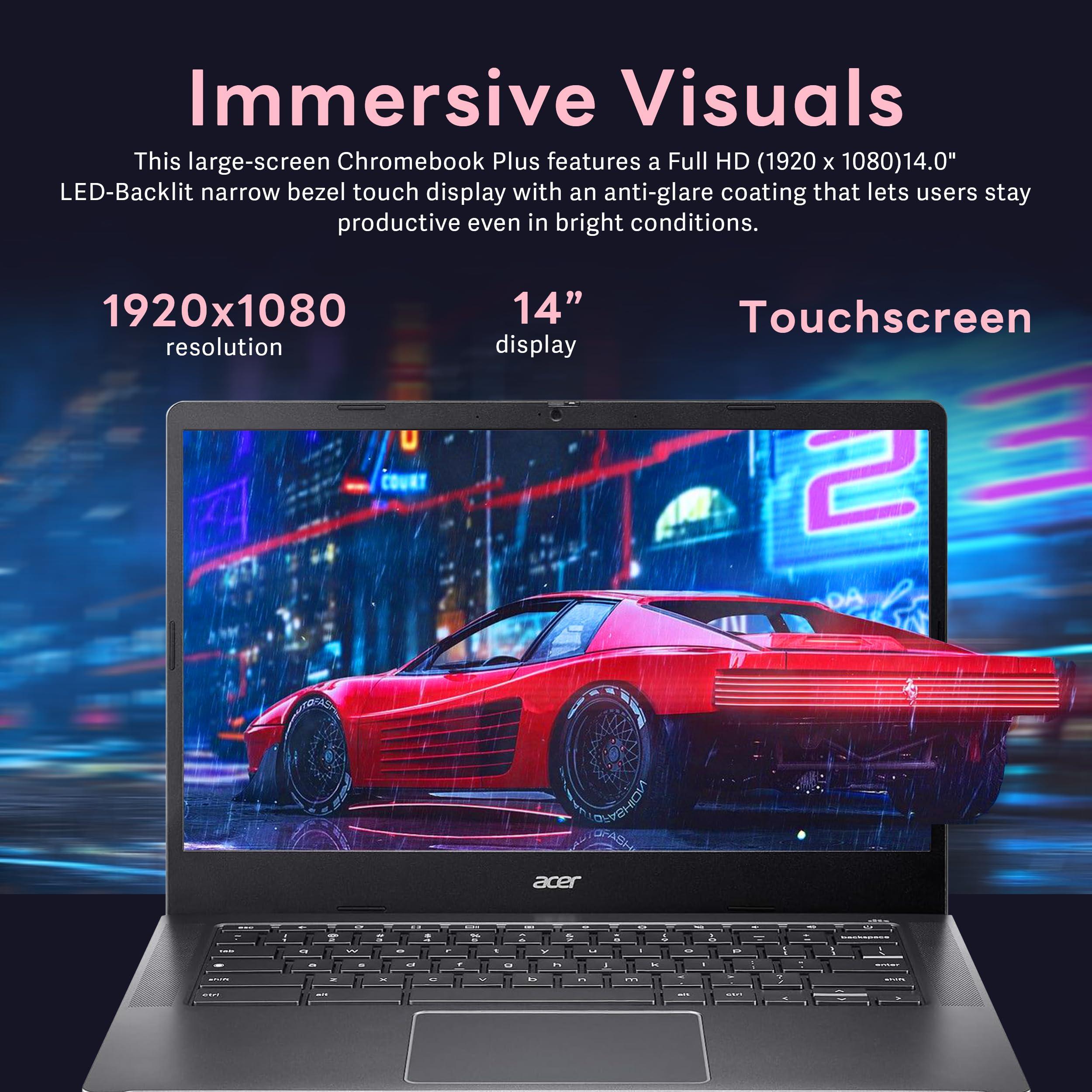 acer Chromebook Plus 14" FHD Touchscreen Laptop, Intel i3-N305 Processor, 8GB LPDDR5 RAM, 672GB Storage (512GB SSD+160GB Docking Station Set), Intel UHD Graphics, Wi-Fi 6E, Chrome OS, Gray - Image 5