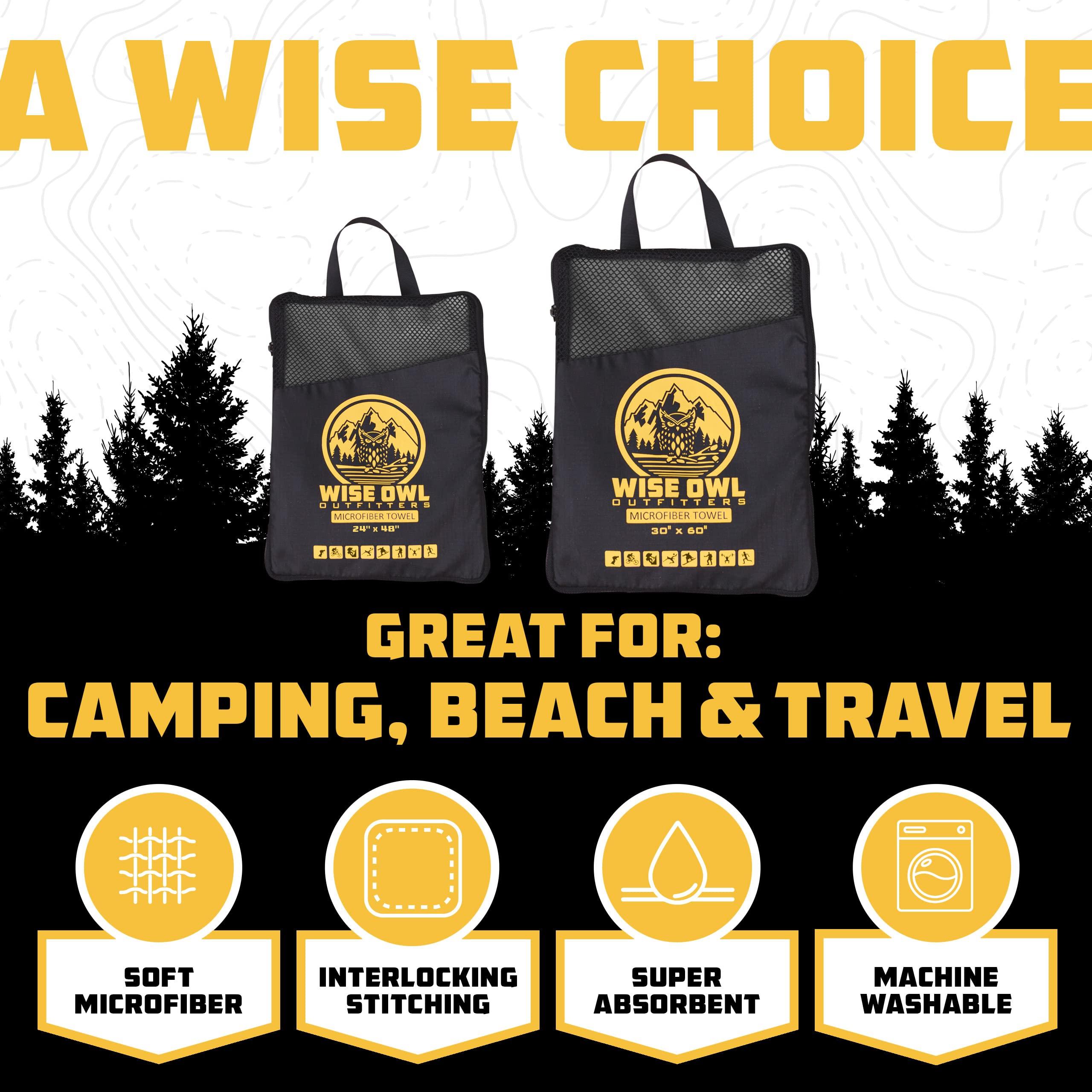 Wise Owl Outfitters Microfiber Camping Towel - Quick Dry Towel for Travel, Backpacking, Hiking, Beach, Gym & Yoga - Compact, Fast Drying & Lightweight - Image 2