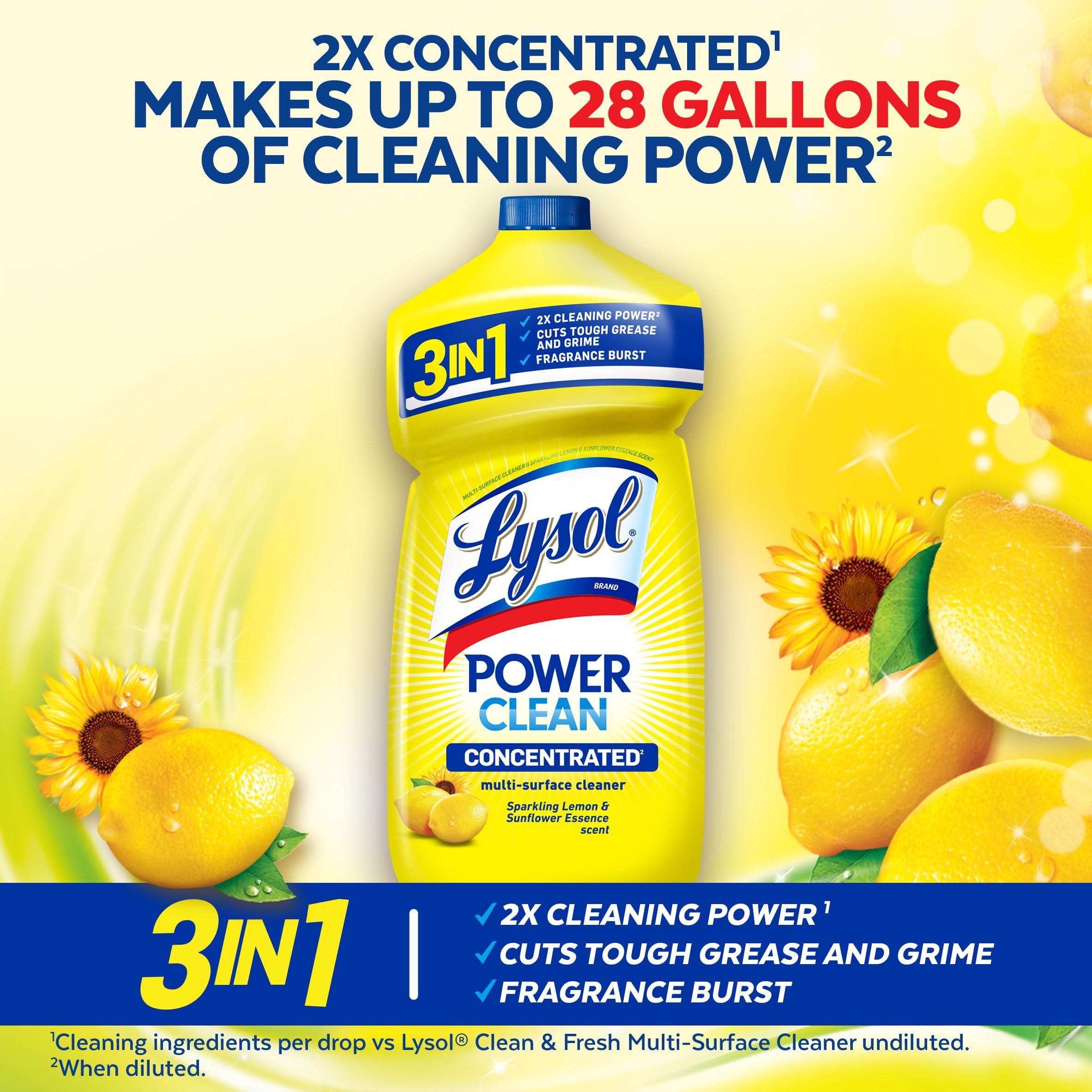 Lysol Power Clean Multi-Surface Cleaner, 2x Concentrated Pour, Sparkling Lemon & Sunflower Essence scent, 28 Fl Oz - Image 4