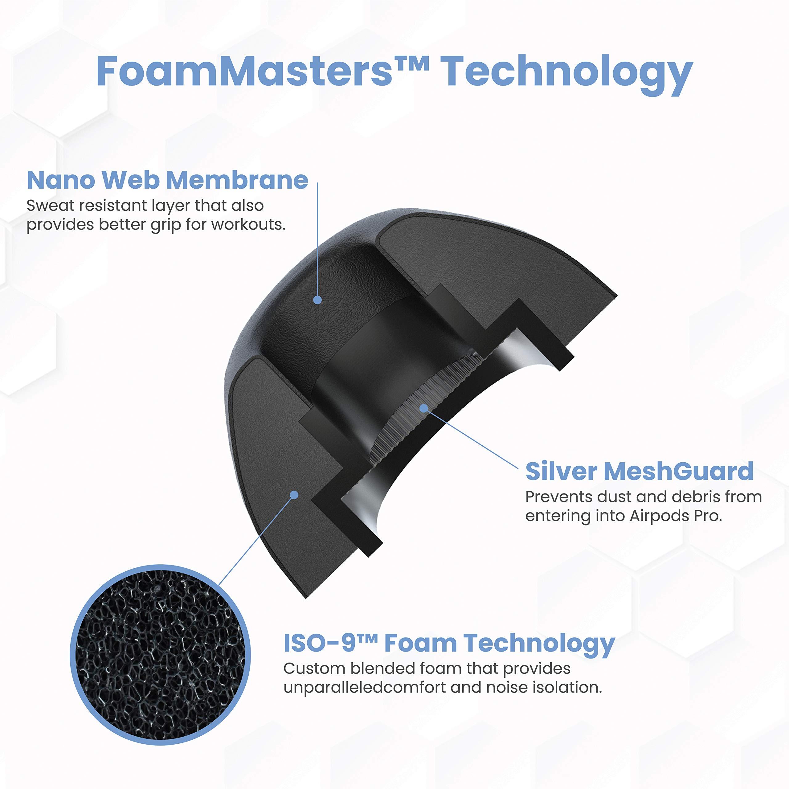 Foam Masters Ultra-Premium Memory Foam Ear Tips for AirPods Pro 1st & 2nd Gen | 3 Pairs | Black Magic Ver 6.0 | Secure | Comfort | Better Noise Cancel | Replacement Buds – Black, Assorted S/M/L - Image 6