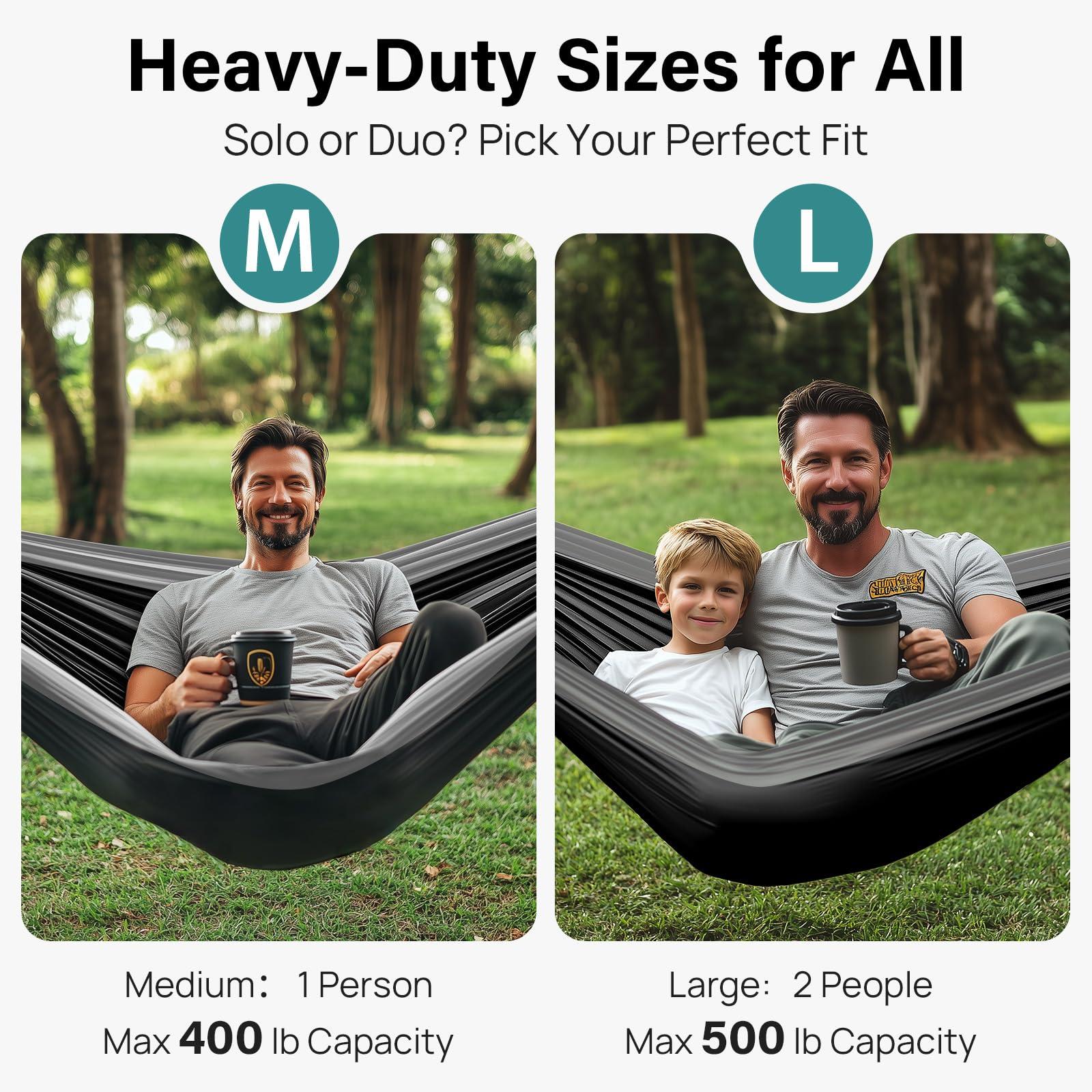 Kootek Camping Hammock 500 lbs Capacity, Portable Hammocks with Tree Straps & Attached Carry Bag, Camping Essentials Gear, Perfect for Outside Indoor Hiking Beach Backpack Travel - Image 3