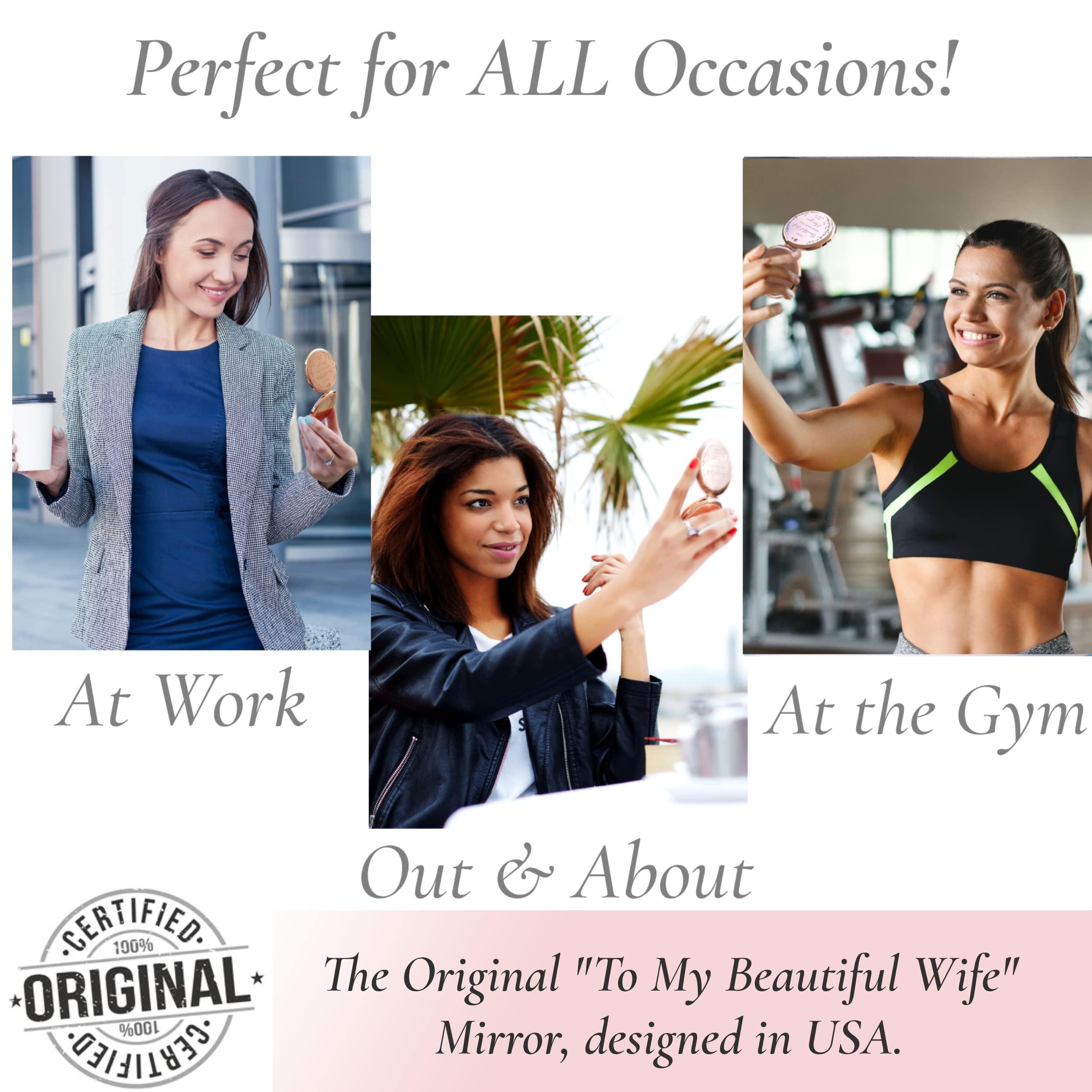 Gifts for Wife – I Love You Wife Gift. Laser Engraved ‘To My Beautiful Wife’ Rose Gold Compact Mirror – Romantic Gifts For Her Birthday, Wedding Anniversary, Valentines Day, Mothers Day From Husband - Image 6