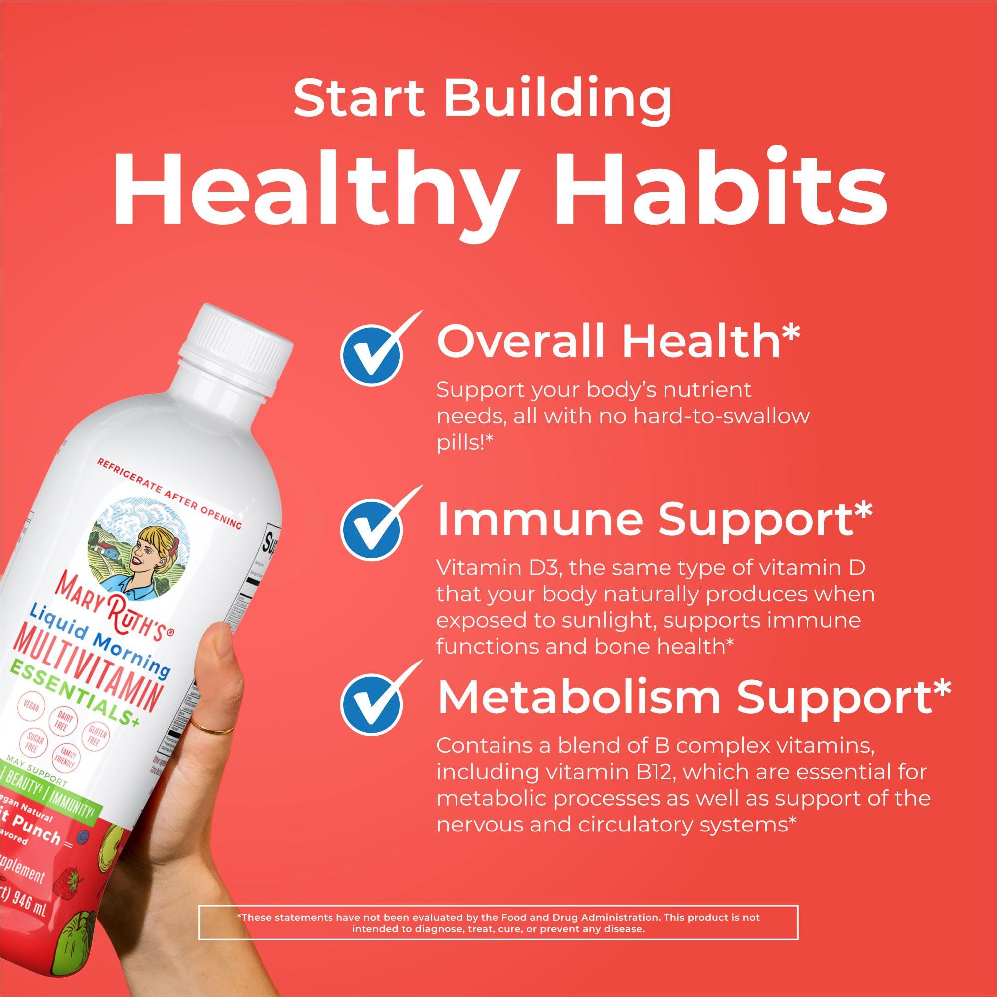 MaryRuth's Liquid Morning Multivitamin (Fruit Punch) & Liquid Nighttime Multimineral (Cranberry) | Clean Label Project Verified® | Vegan Vitamins for Energy, Bedtime, & Overall Health - Image 6