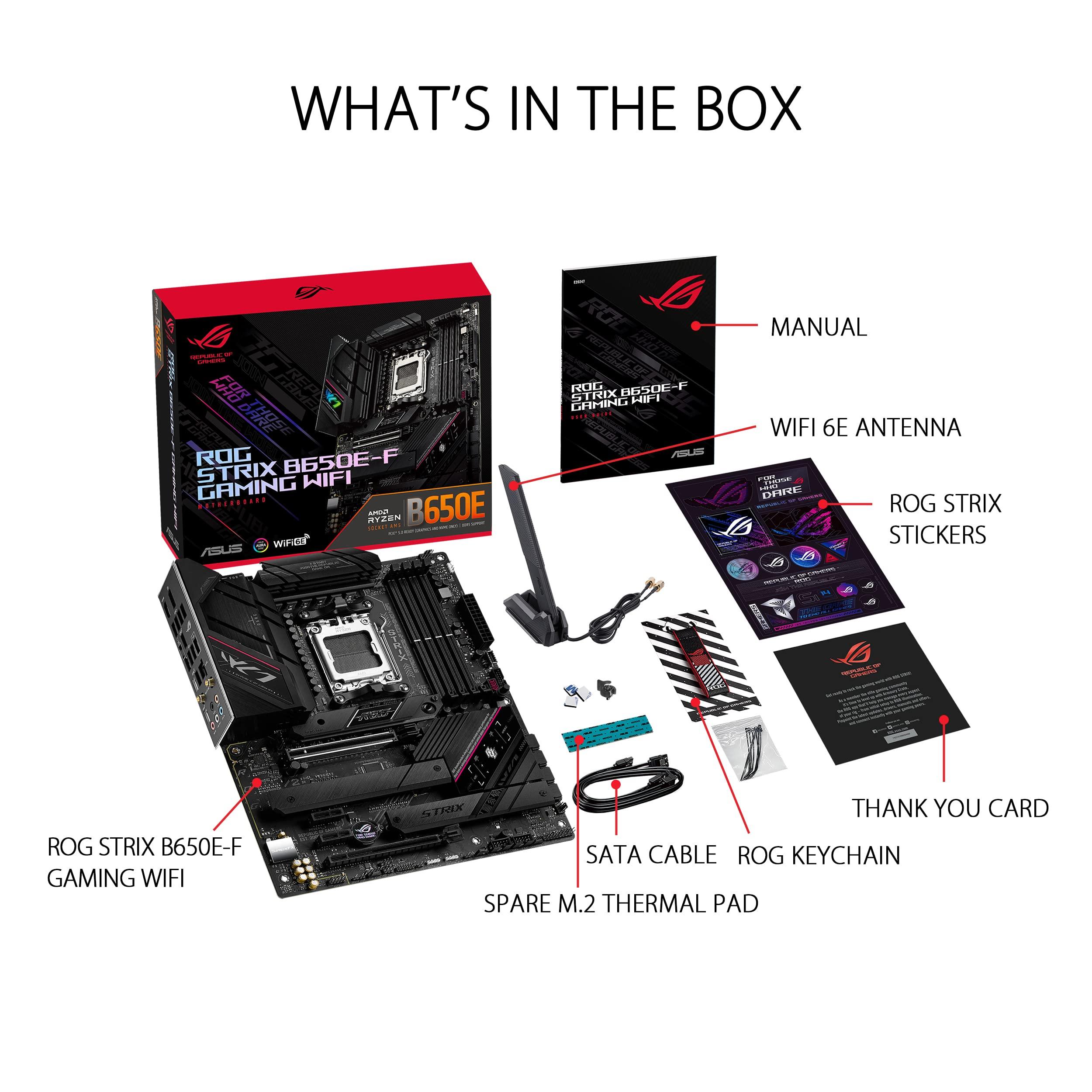 ASUS ROG Strix B650E-F Gaming WiFi AMD B650 AM5 Ryzen™ Desktop 9000 8000 & 7000 ATX Motherboard, 12+2 Power Stages, DDR5, 3X M.2 Slot, PCIe® 5.0, WiFi 6E, 2.5G LAN, USB 3.2 Gen 2x2 Type-C®, Aura Sync - Image 6