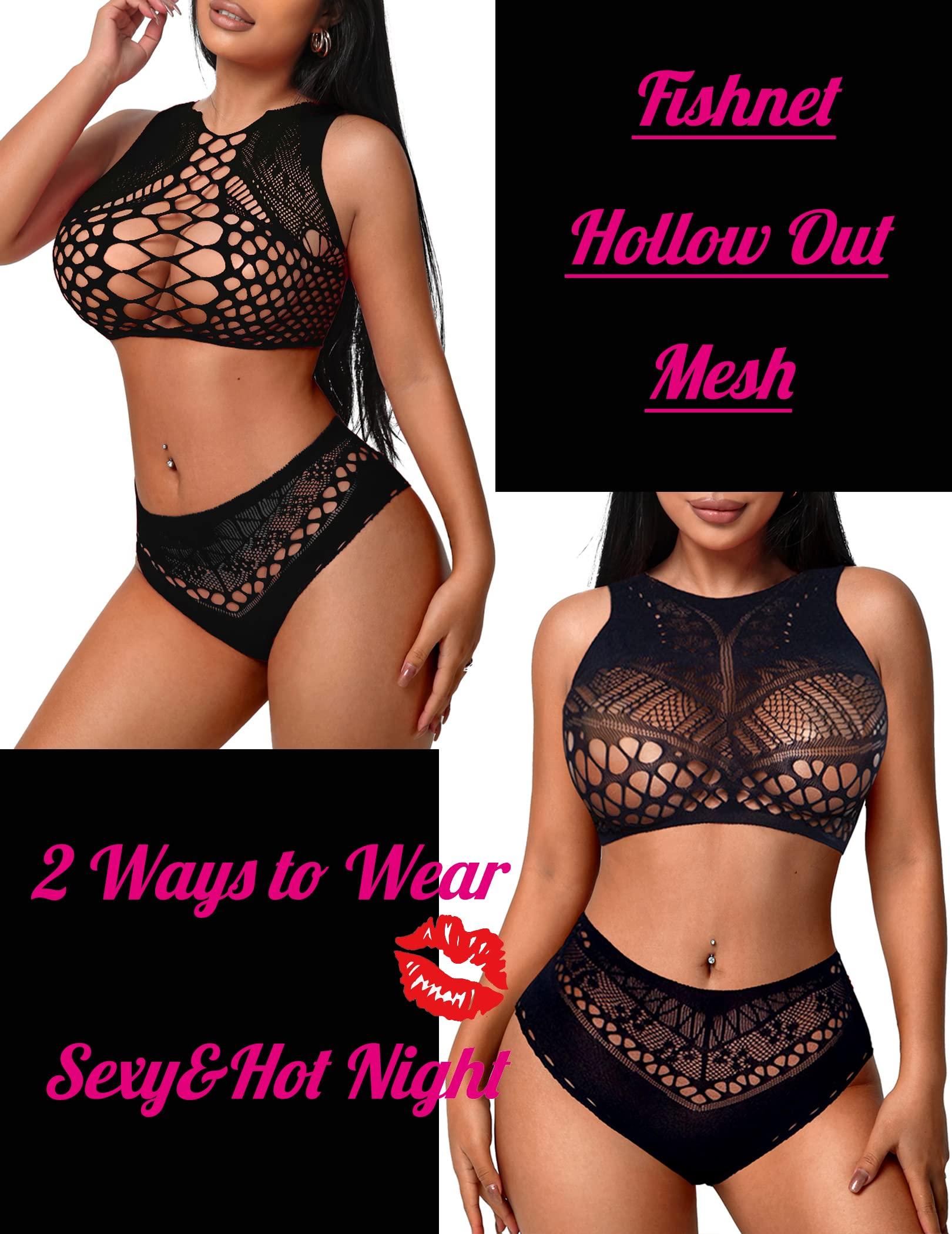 Avidlove Womens Fishnet Lingerie for Women Sexy Two Piece Lingerie Set Stripper Outfit - Image 4