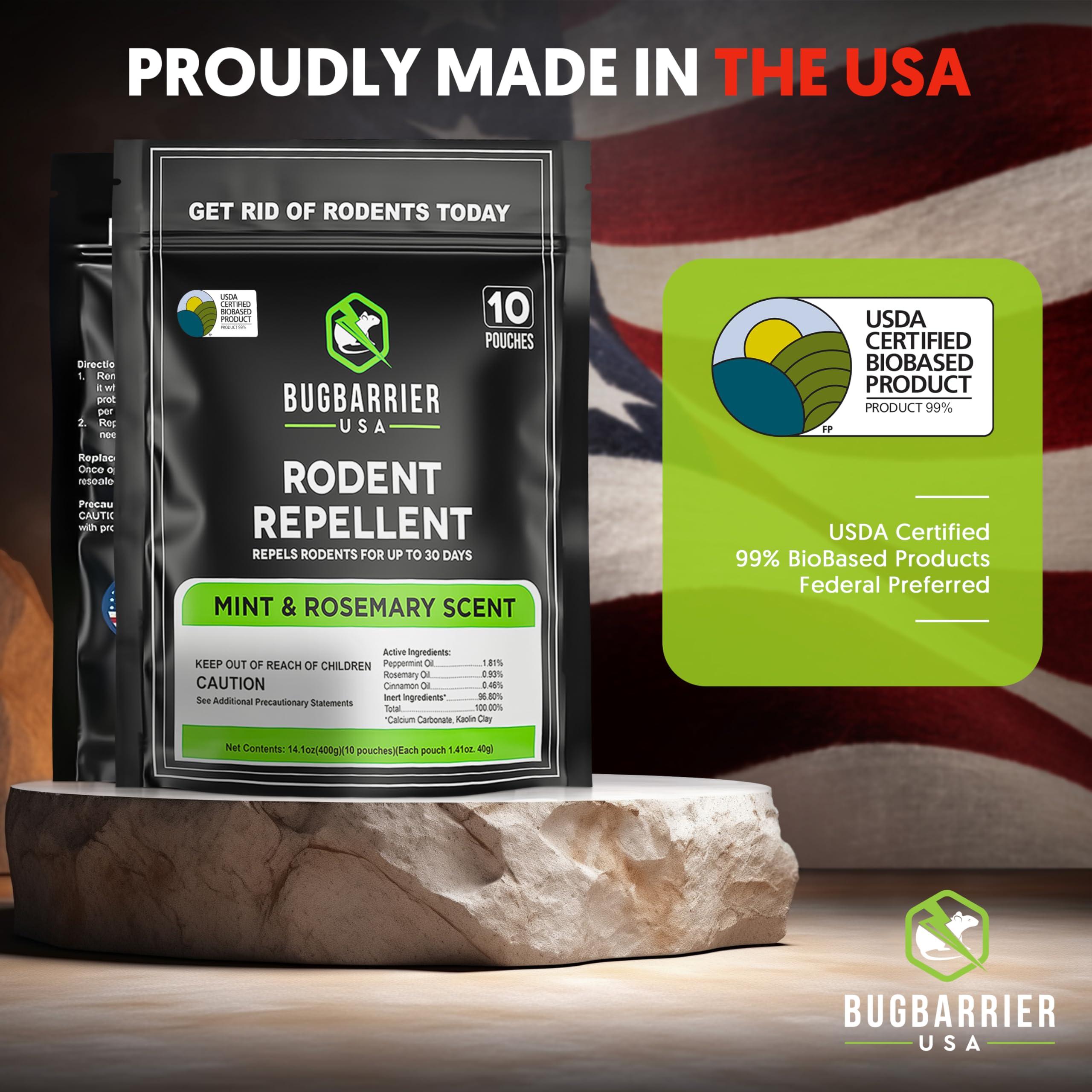 BugBarrier's Extra-Strength Mouse Repellent Deterrent Pouches, USDA 99% Biobased, Peppermint & Rosemary Oils Repel Mice Nesting in Car, RV, Boat, Garage, Shed, Cabin Made in The USA (Pack of 10) - Image 7