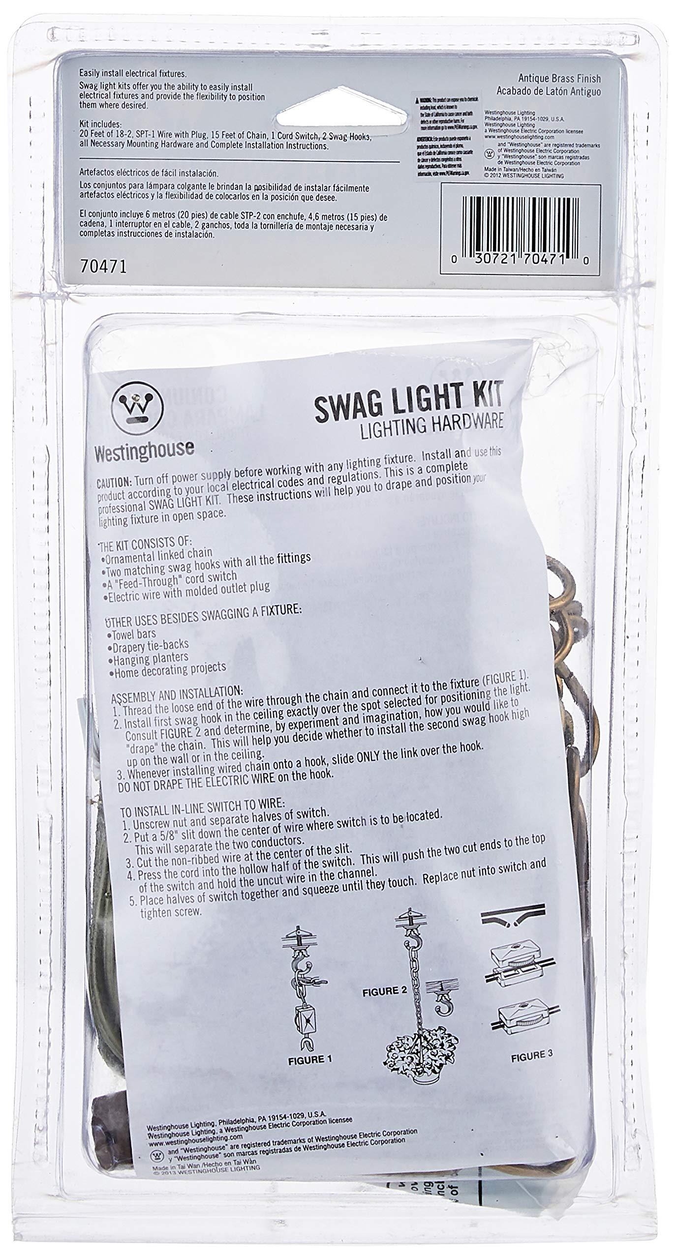Westinghouse 7047100 15-Foot Swag Kit, Antique Brass - Image 3