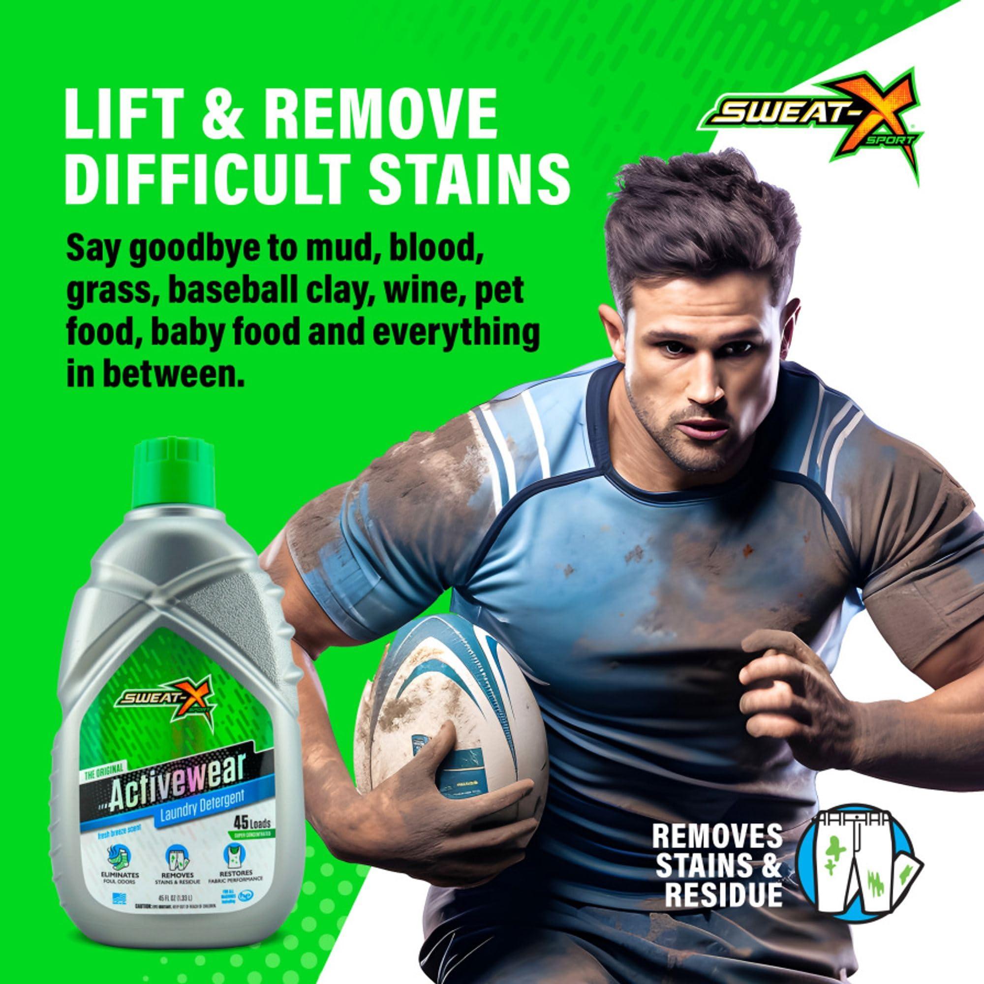 Sweat X Original Activewear Laundry Detergent – Remove the Worst Odors & Toughest Stains – High Performance Sports Wash for Training Gear & All Fabric Types – 45 Loads – 1 Pack - Image 3