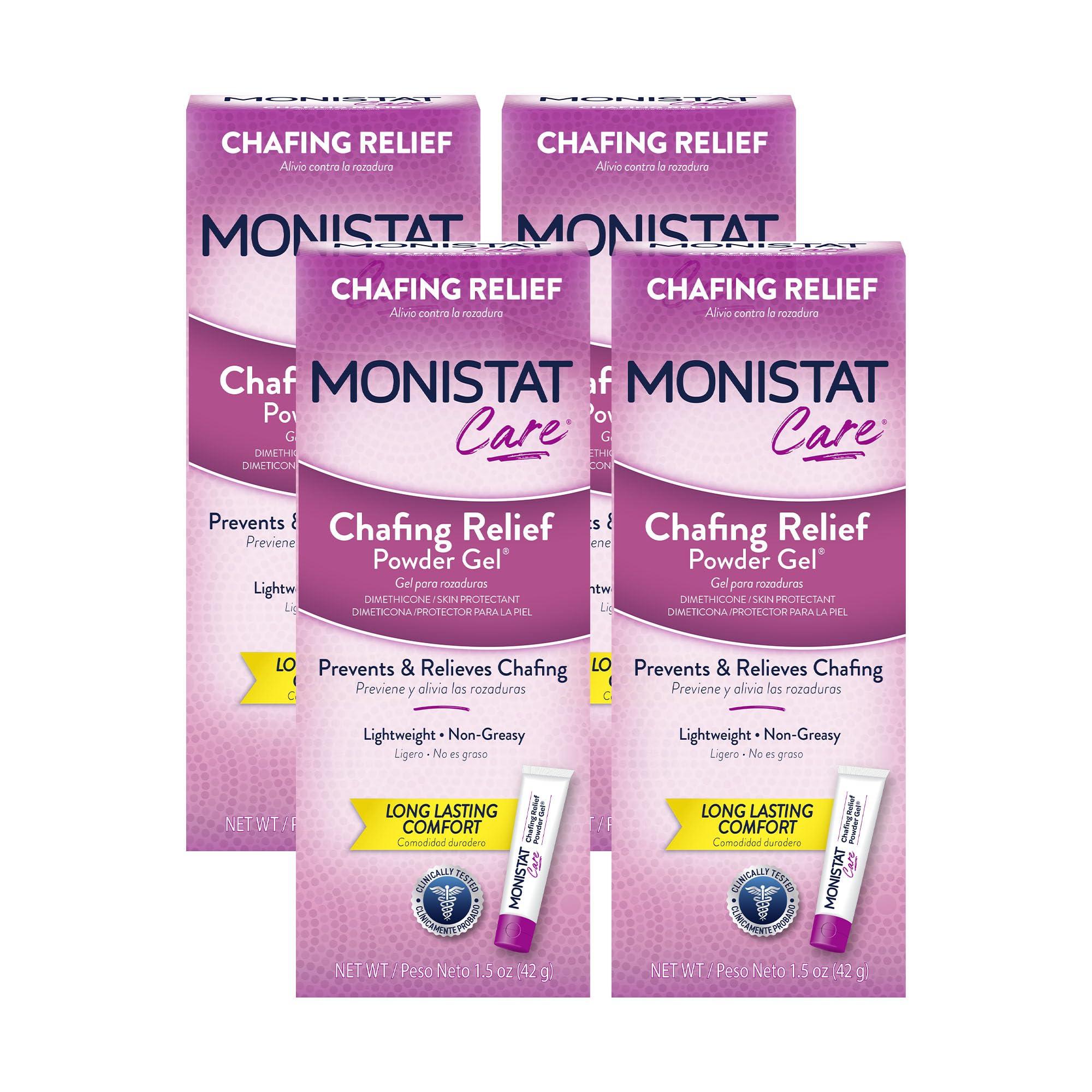 Monistat Chafing Relief Powder Gel, Anti-Chafe Protection, Fragrance Free Chafing Gel, 1.5 Oz, 4 Pack