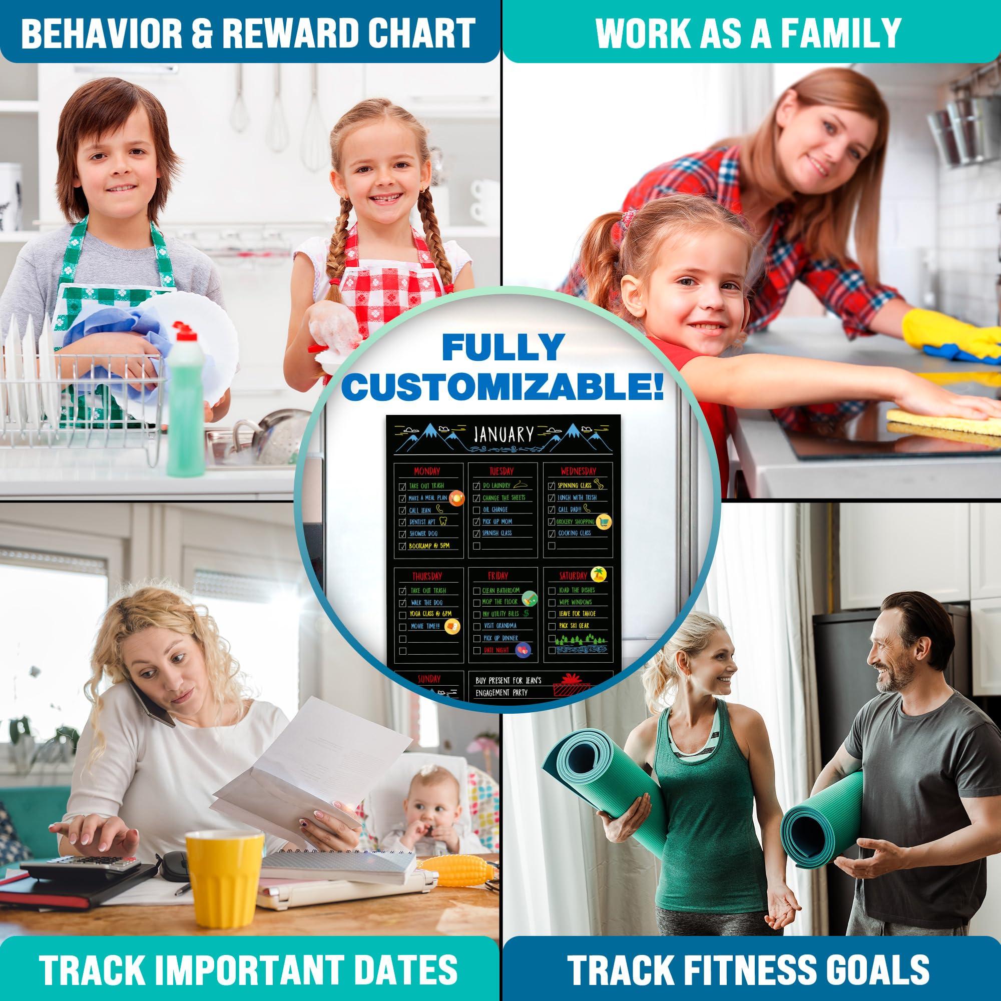 Magnetic Chalkboard Calendar for Fridge - [11" x 17"] - Large Reusable Refrigerator Magnet Calendar - Ideal Kitchen Menu Organizer & Vision Board for Efficient Planning - Image 7