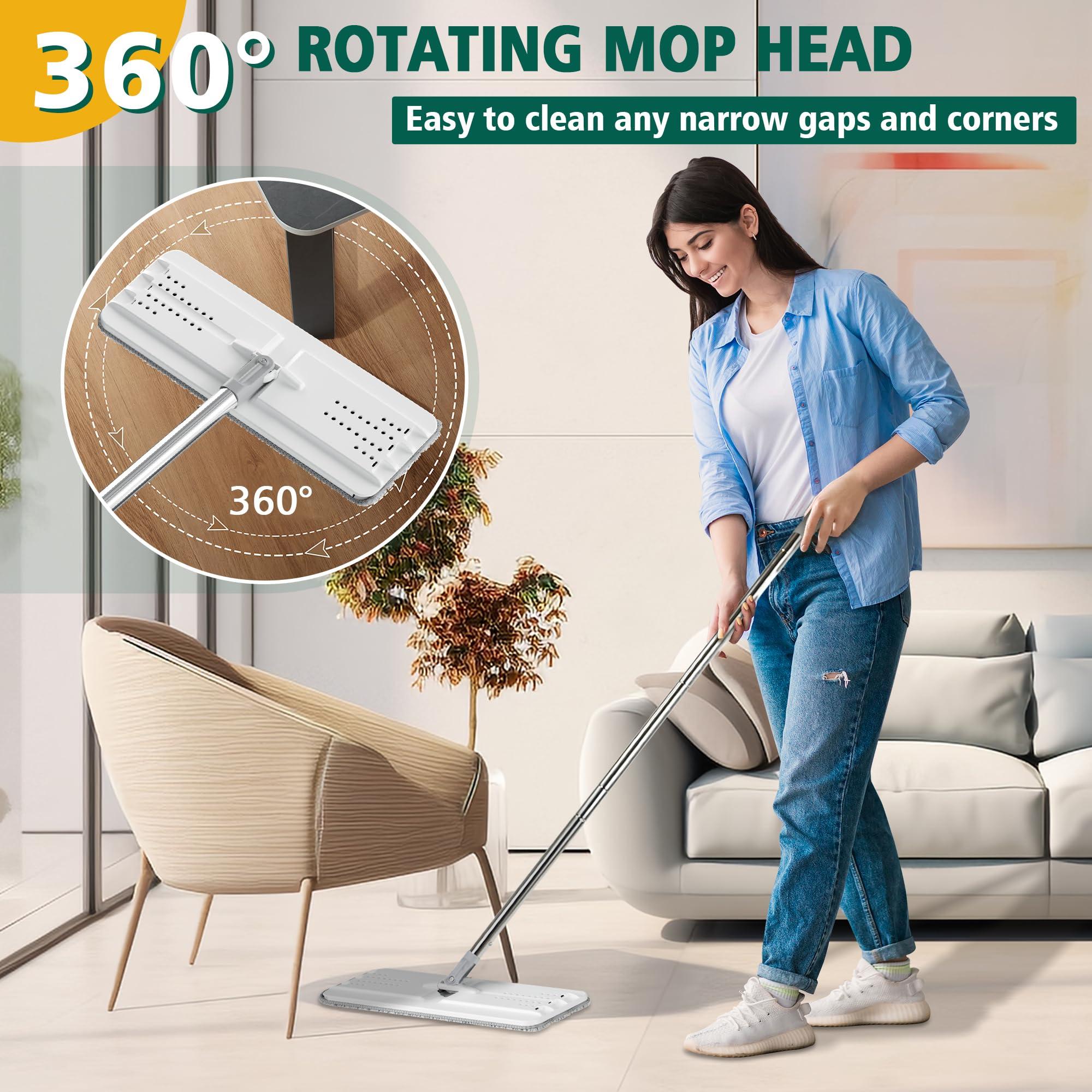 JC Jorden Mop and Bucket with Wringer Set, Hands Free Flat Floor Mop and Bucket, 3 Washable Microfiber Pads Included, Wet and Dry Use, Home Floor Cleaning System for All Floor Types and Windows - Image 6