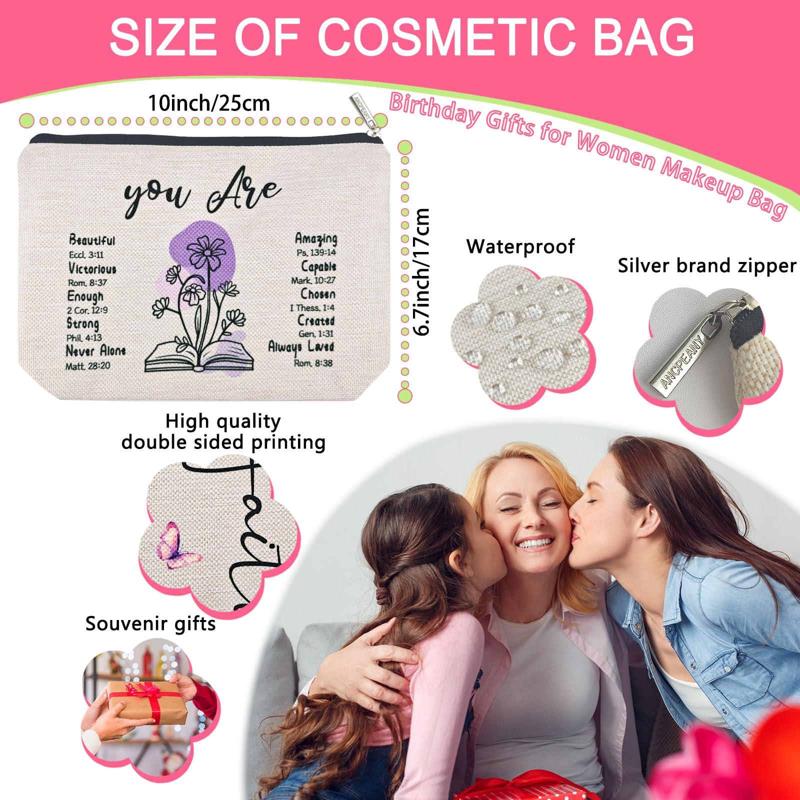 ancpeany Best Christian Gifts for Women Faith Based Makeup Bags, Catholic Spiritual Religious Gifts for God Mother, Teen Girls, Daughter, Jesus Bible Verse Accessories, Cosmetic Travel Pouch - Image 3