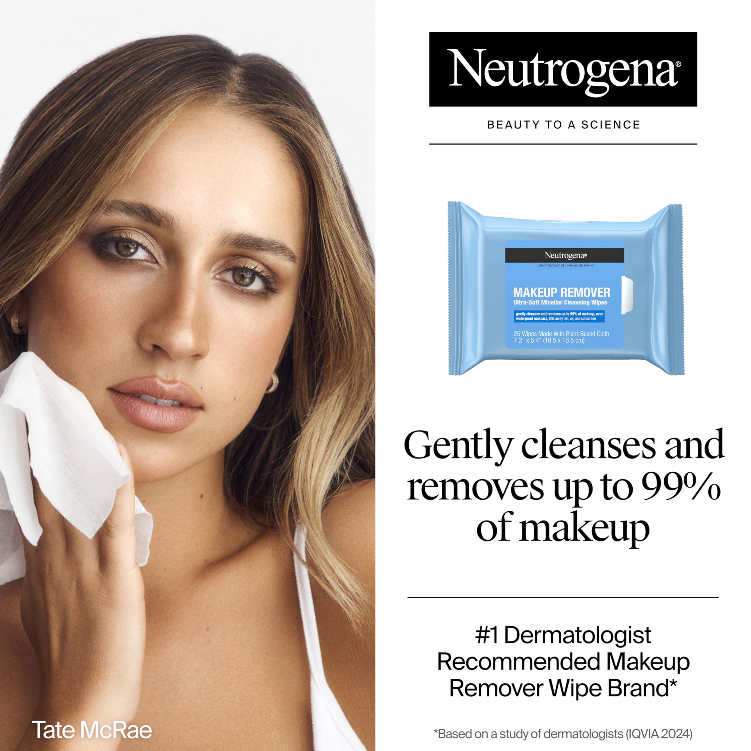 Neutrogena Makeup Remover Wipes, Daily Facial Cleanser Towelettes, Gently Cleanse and Remove Oil & Makeup, Alcohol-Free Makeup Wipes, 2 x 25 ct - Image 2