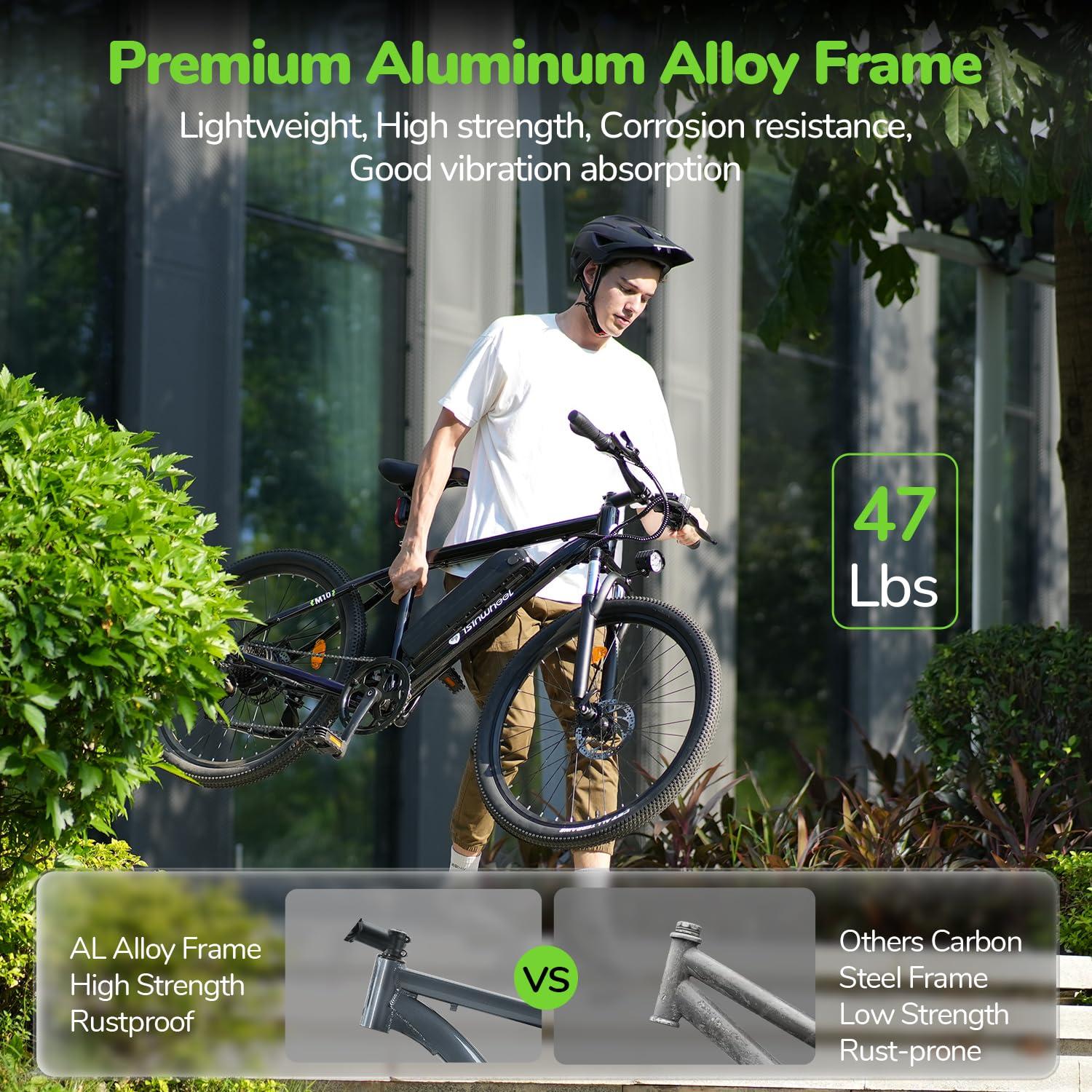 isinwheel M10 Electric Bike Adult 500W, 26" Commuting Electric Mountain Bike 20MPH Max Range 55+ Miles, Removable Battery, Professional 35-Speed, Front Fork Suspension Lightweight Electric Bicycle - Image 6
