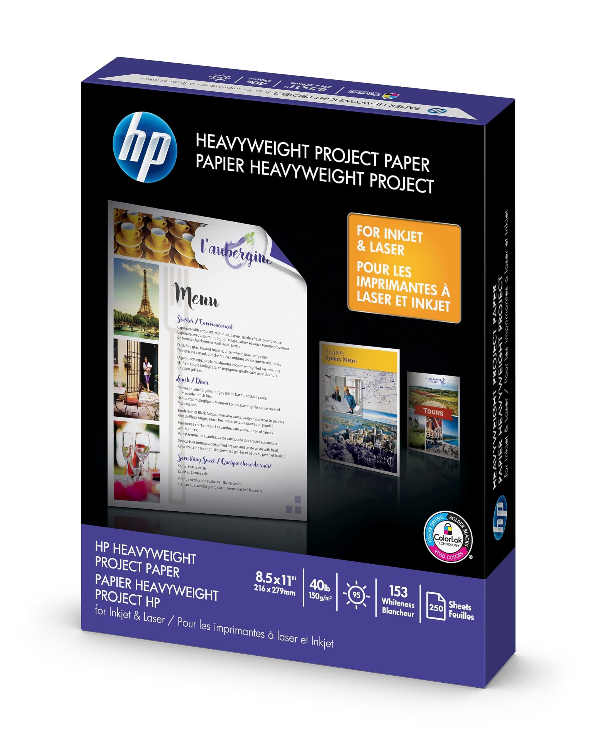 HP HeavyWeight Project Paper, Matte, 8.5x11 in, 40 lb, 250 sheets, works with inkjet, PageWide, laser printers (Z4R14A)