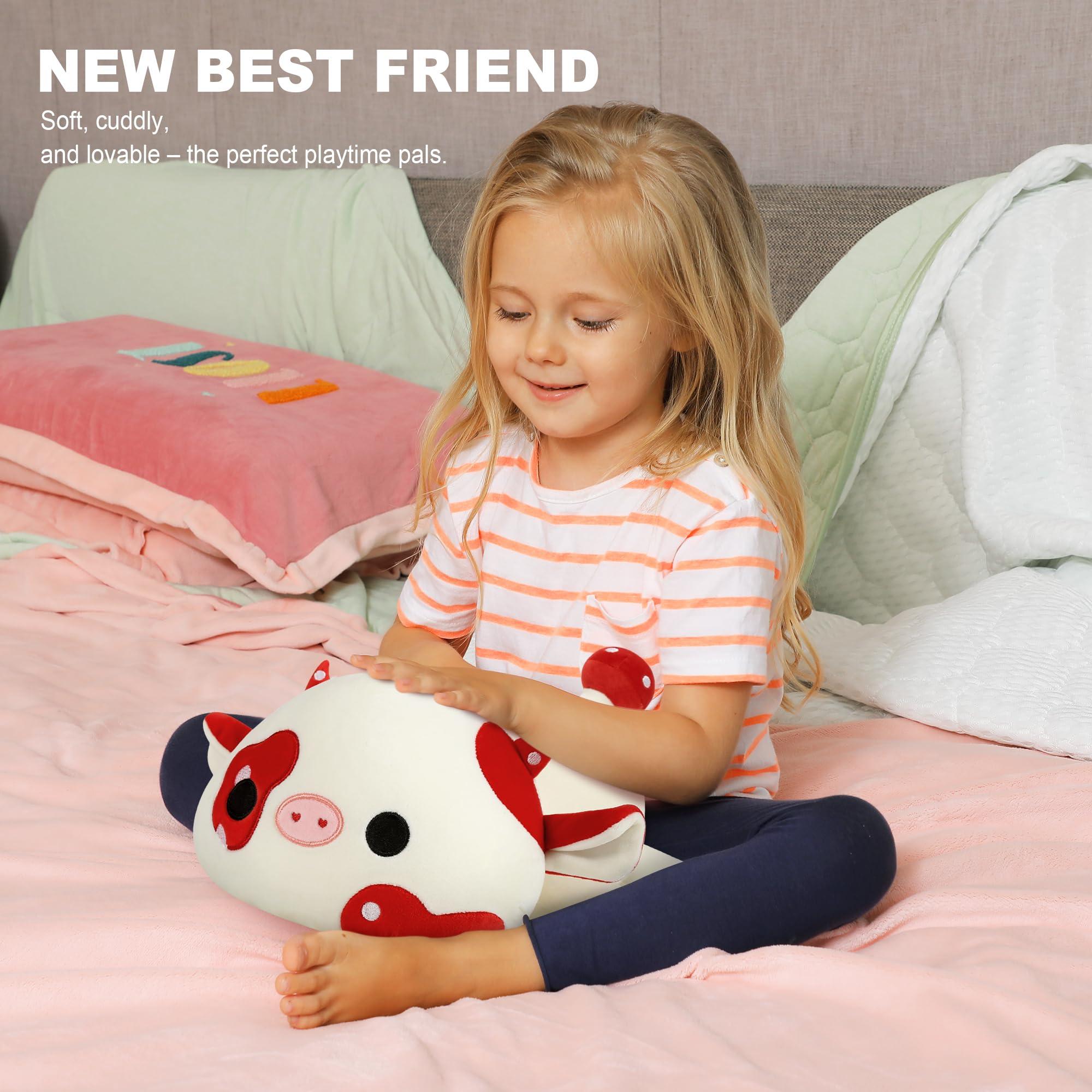 Onsoyours Cute Cow Plushie, Soft Stuffed Mushroom Love Cow Squishy Plush Animal Toy Pillow Gift for Kids (Red Mushroom Cow, 12") - Image 8