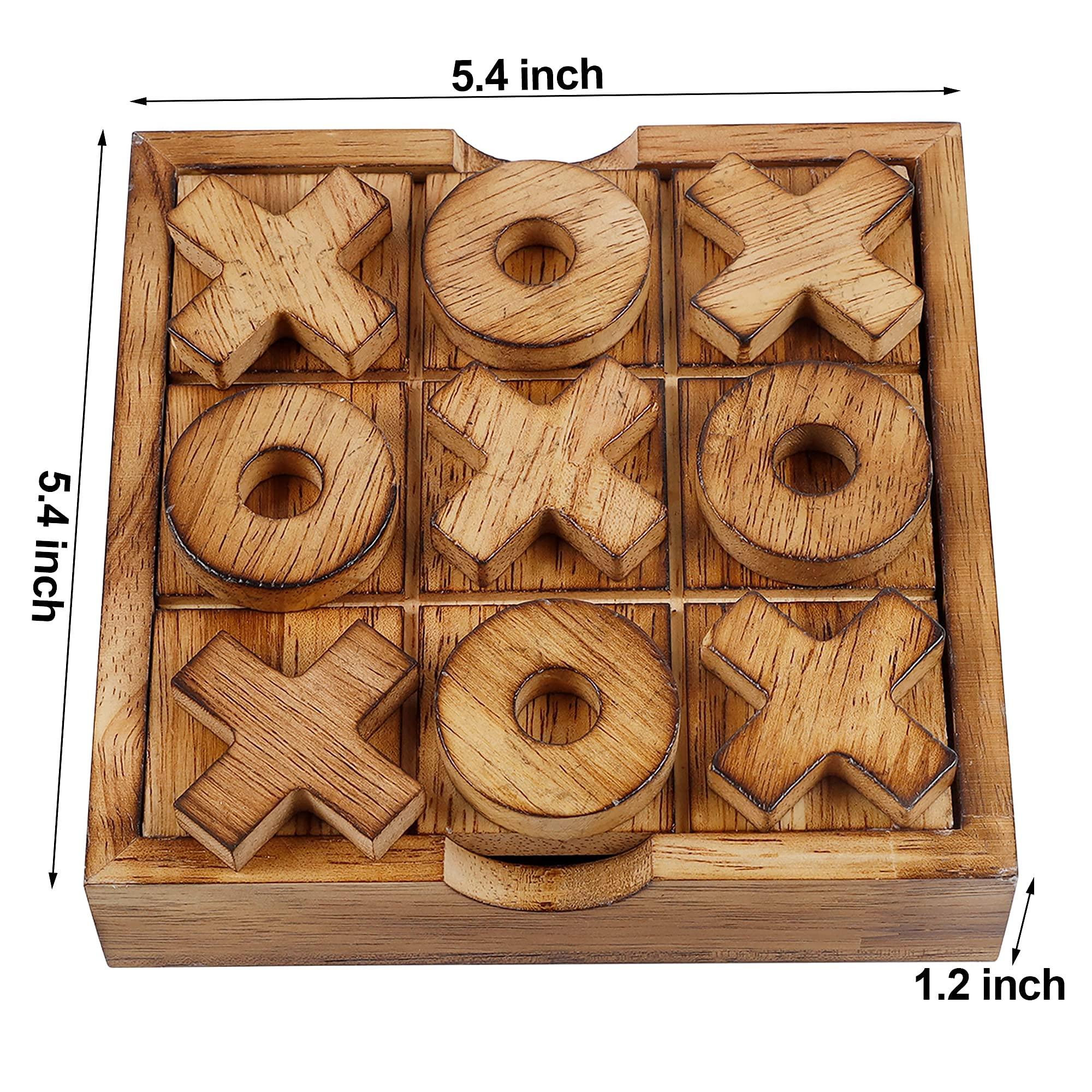 Glintoper Tic Tac Toe & 4 in a Row Table Games Set - Rustic Decor Wood Strategy Board Games for Families - Image 3