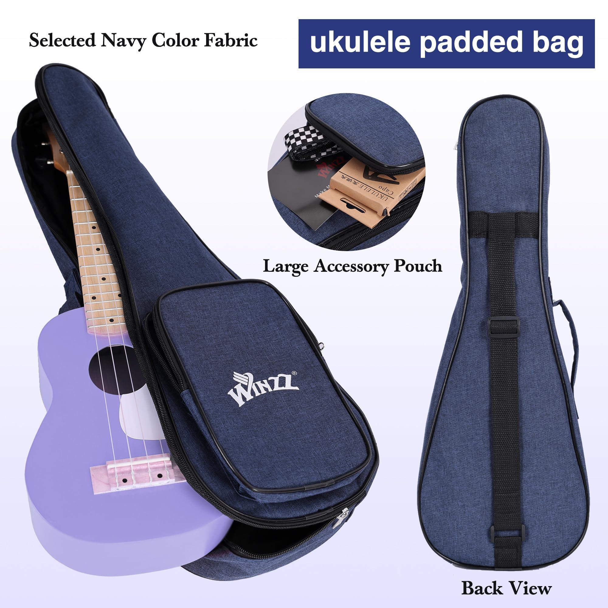 WINZZ Soprano Ukulele for Beginners, 21 Inch Hawaiian Wood Ukelele Kit for Kids Adult Student Starter, Professional Uke Pack Bundle w/Free Lessons, Case, Pickguard, Capo, Strap, Picks, Purple - Image 8