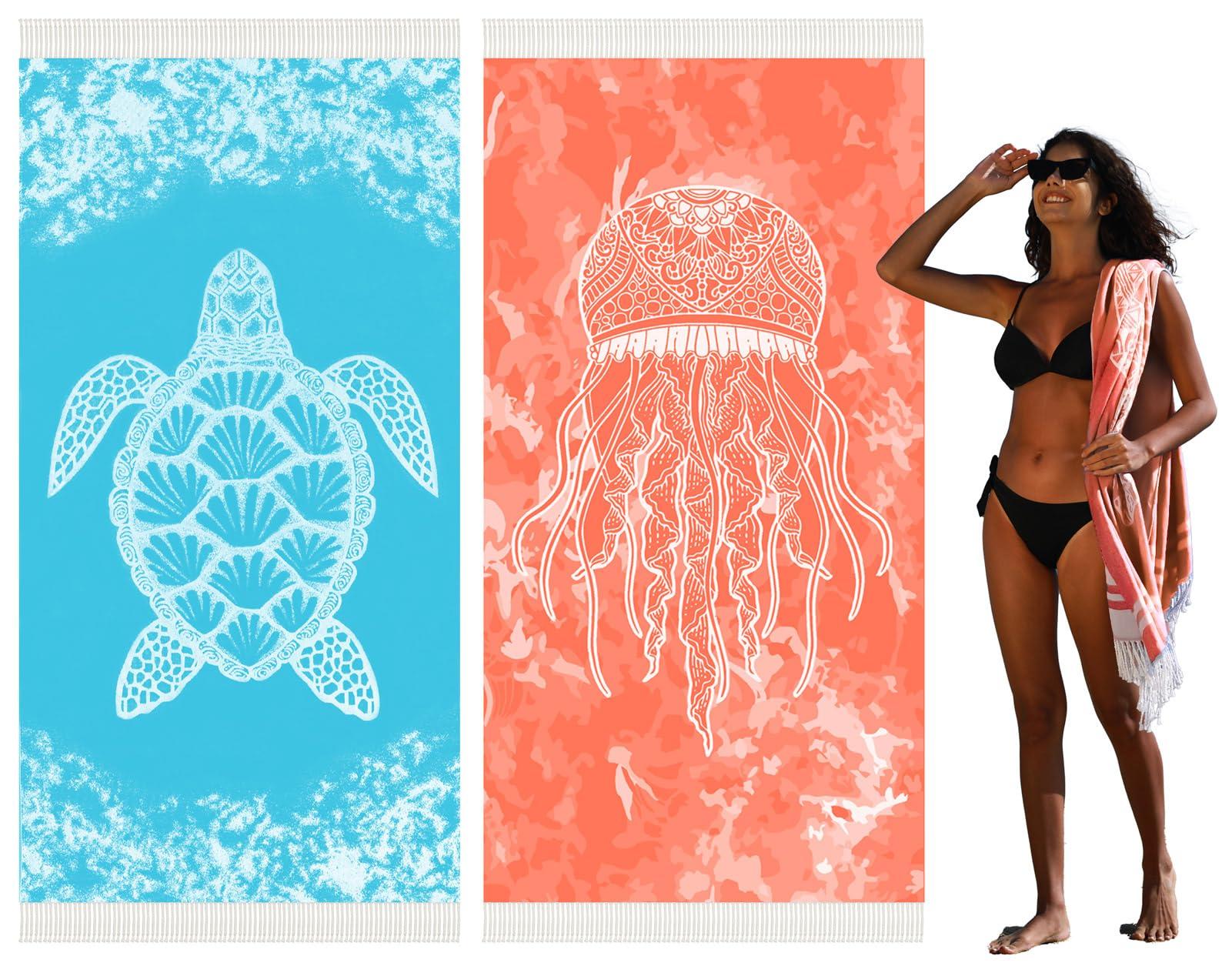 Widdonen Thin Turkish Beach Towel Lightweight Quick Dry Absorbent Cotton Bathroom Bath Pool Swim Towels Extra Large Oversized Sand Free Beach Accessories Essentials Cloud Gifts for Adult