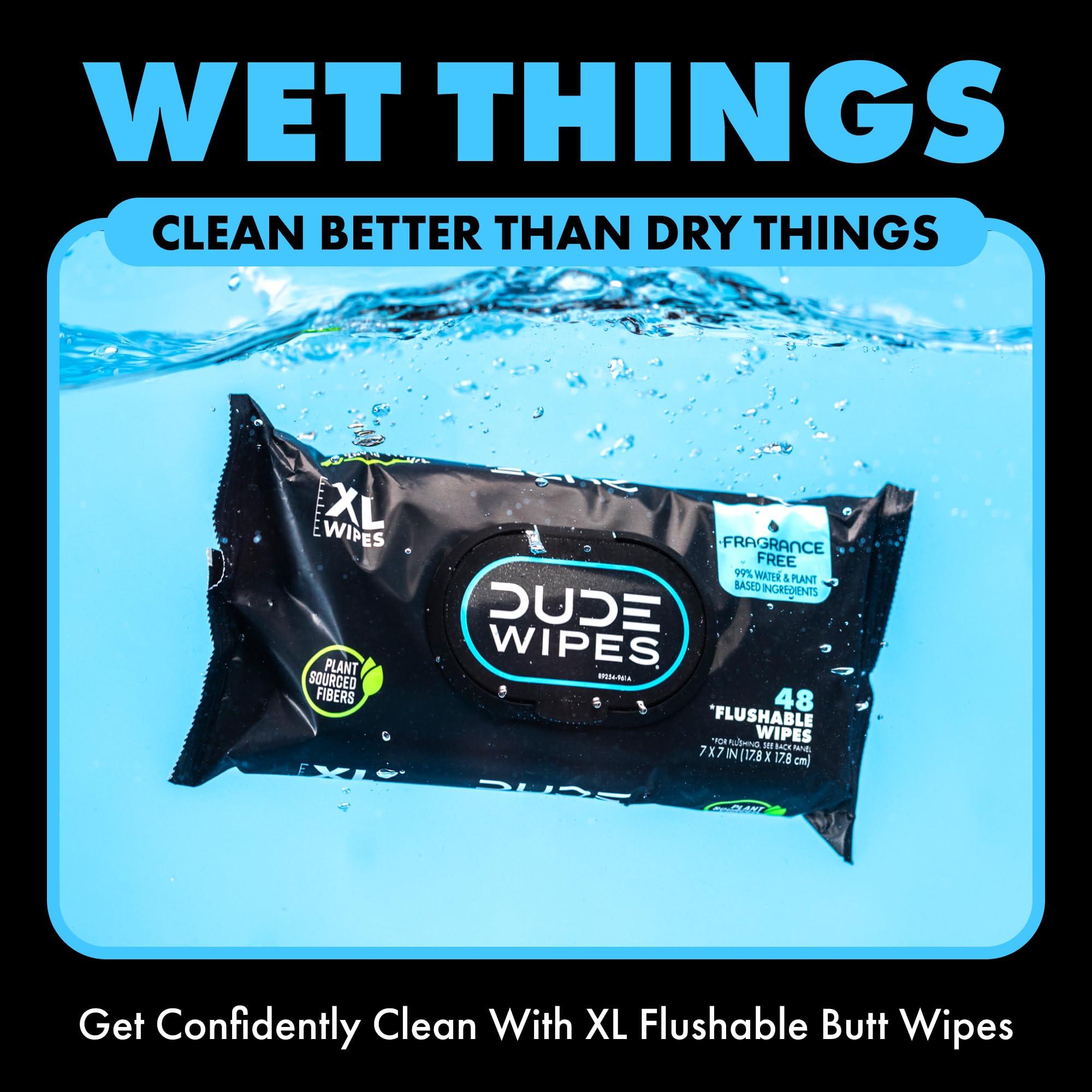DUDE Wipes Flushable Wipes - 1 Pack, 48 Wipes - Unscented Extra-Large Wet Wipes with Vitamin-E & Aloe for at-Home Use - Septic and Sewer Safe - Image 5