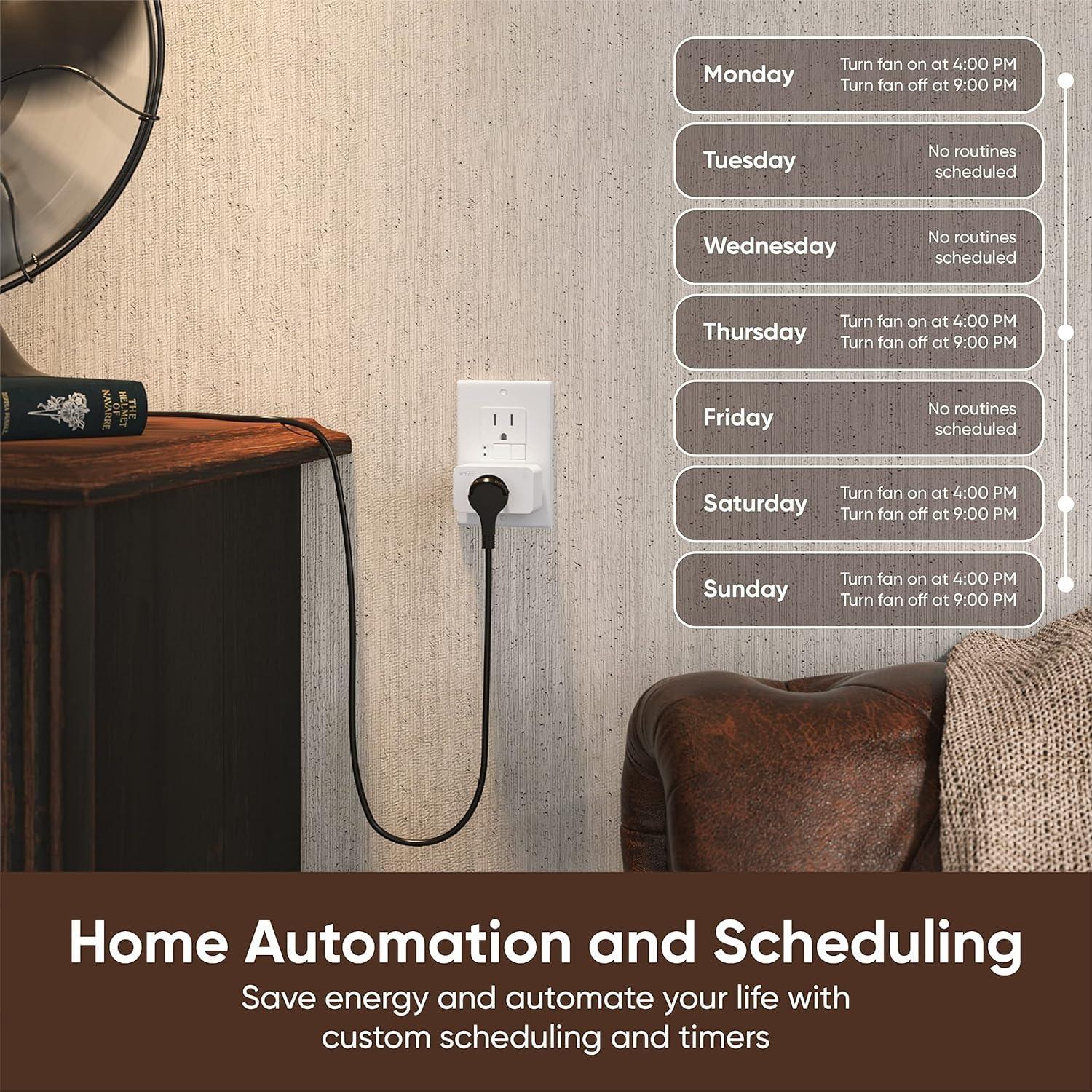 Smart Plug by Wyze Lifestyle, 2.4GHz Smart Home Wi-Fi Plug Outlet Compatible with Alexa, Google Assistant, IFTTT, 15 A, Remote Control, No Hub Required, 2-Pack, Certified for Humans - Image 4