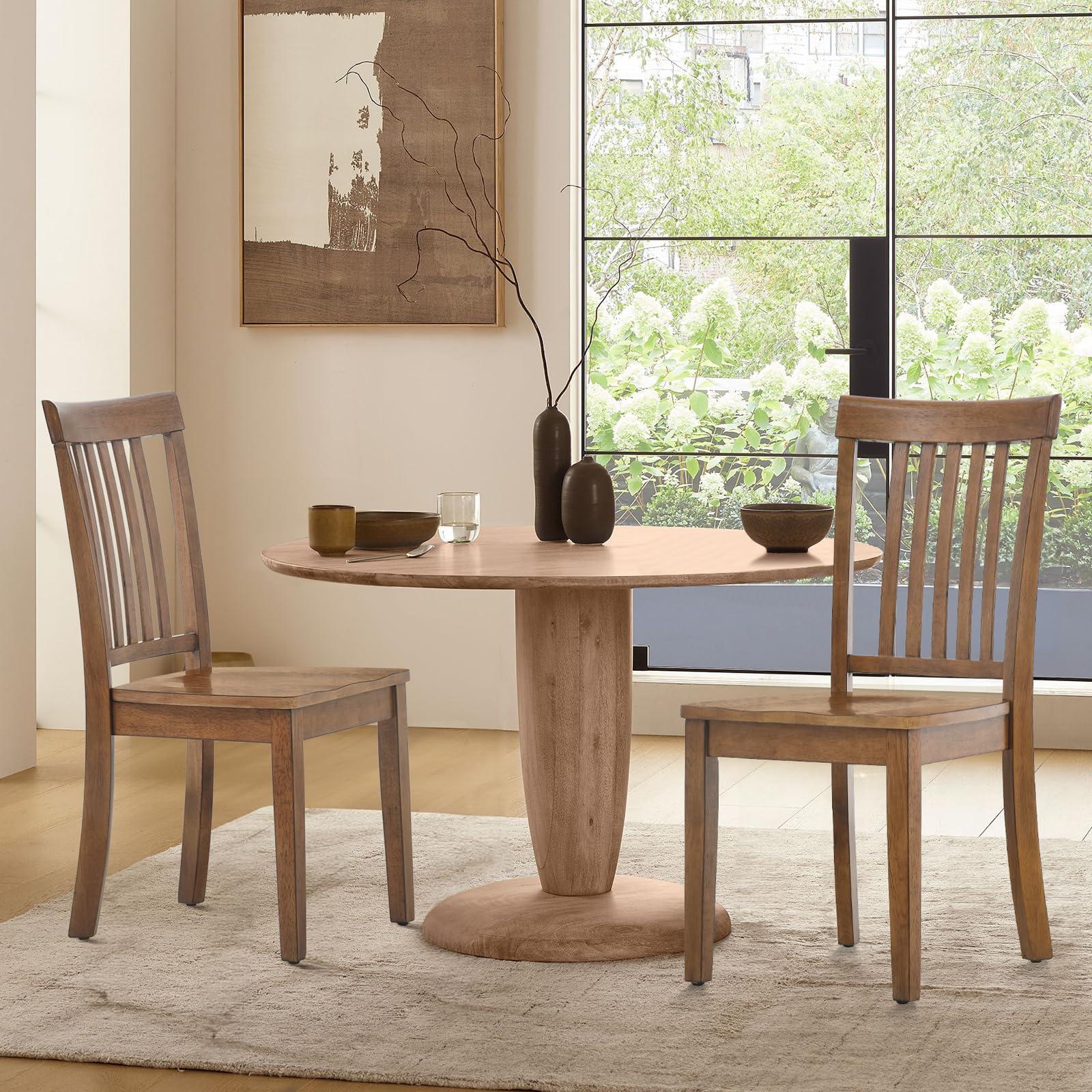 COLAMY Wooden Dining Chairs Set of 4, Spindle High Back Windsor Kitchen Side Chair, Farmhouse Dining Chairs for Kitchen and Dining Room, Light Brown - Image 8