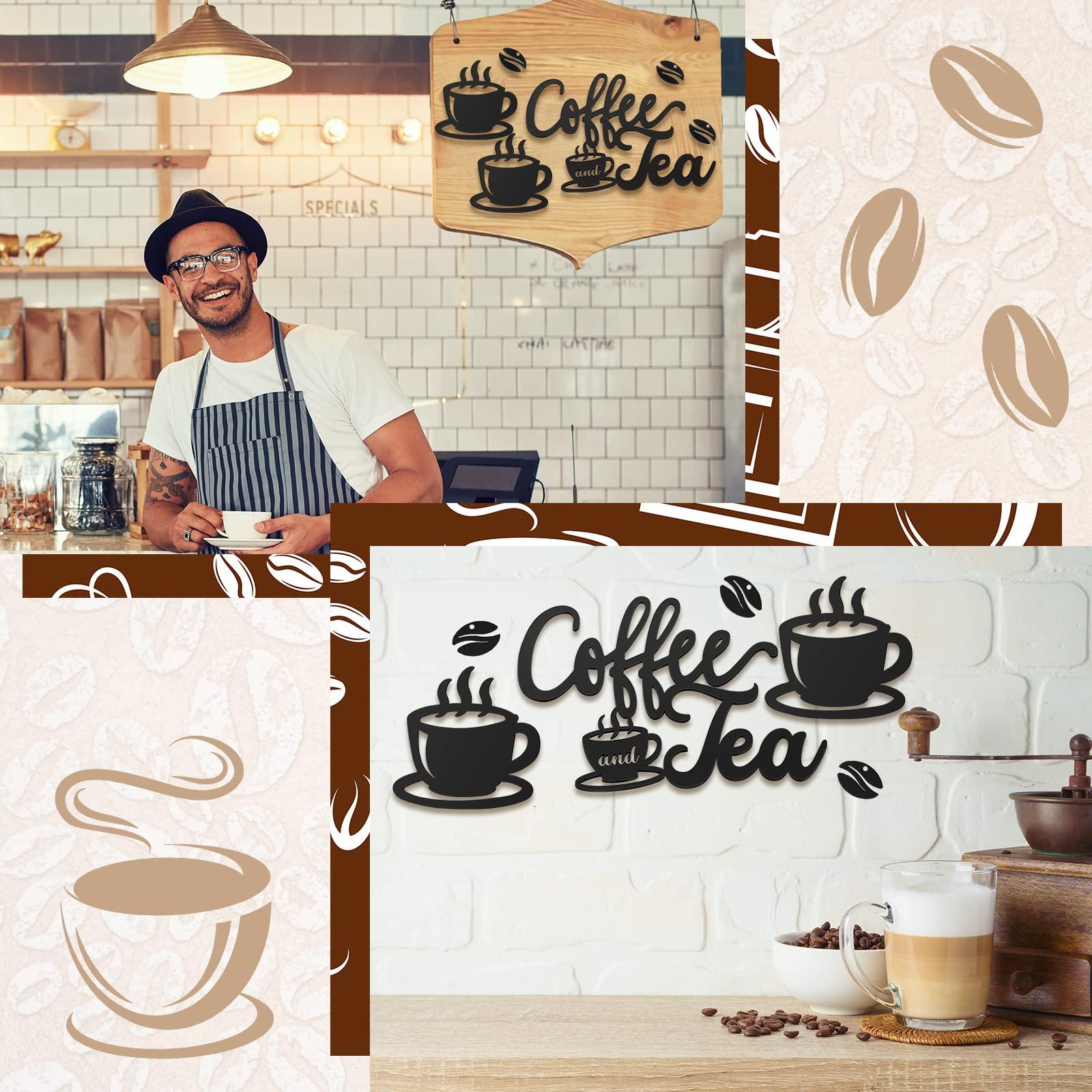 Ferraycle Coffee Bar Rustic Metal Sign Rustic Coffee Bar Signs Hanging Wall Decor for Metal Wall Art for Home Office Kitchen(Coffee and Tea) - Image 5