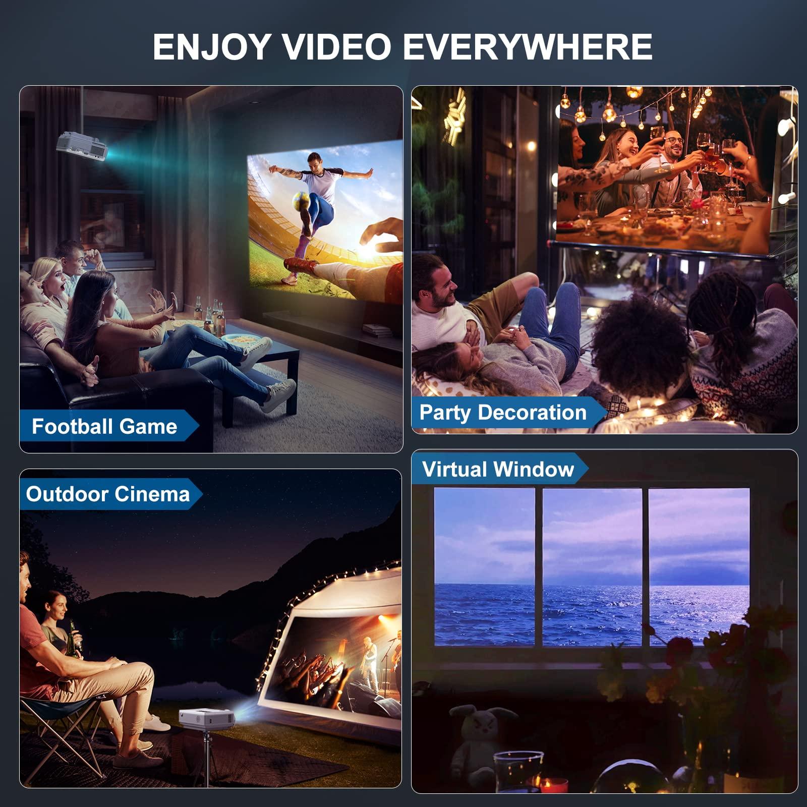 Projector with WiFi and Bluetooth, FUDONI Upgrade Projector Native 1080P 14000L 4K Supported, Portable Movie Outdoor Projector for Home Theater, Compatible w HDMI/USB/TV Stick/Laptop/iOS Android Phone - Image 7
