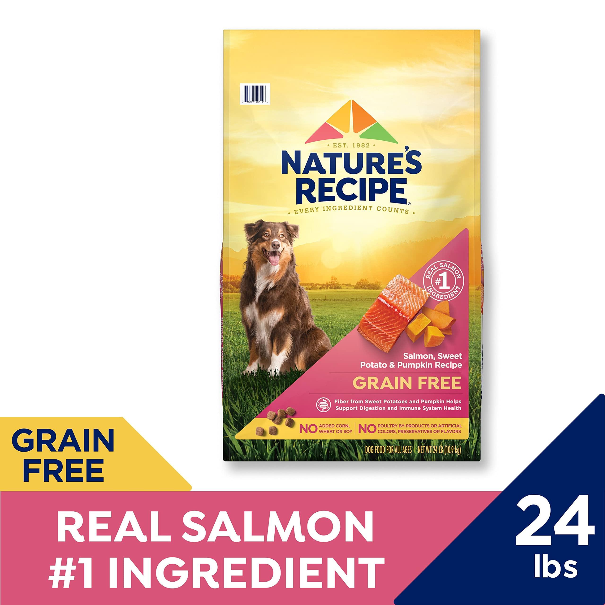 Nature’s Recipe Grain Free Salmon, Sweet Potato & Pumpkin Recipe Dry Dog Food, 24 lb. Bag - Image 5