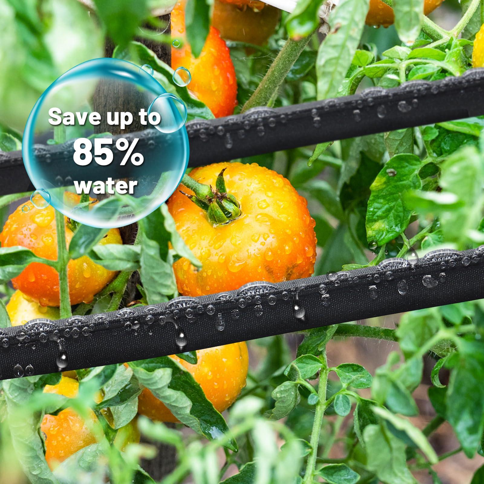 Soaker Hose 75FT for Garden Beds - 3/4" Heavy Duty Double Layer Drip Irrigation Hose, Save 85% Water- Linkable Flat Soaker Hose for Lawn Flower Bed Vegetable Field Effective Watering - Image 5