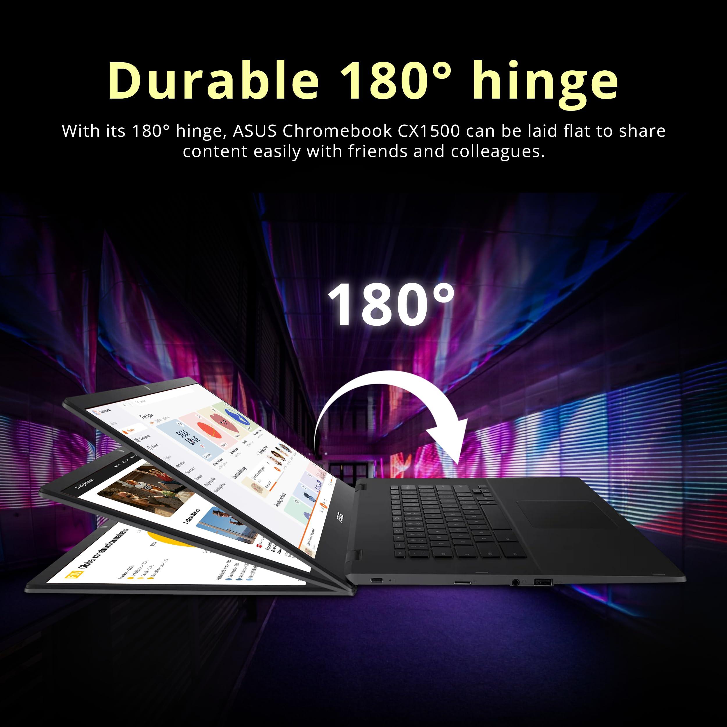 ASUS Chromebook CX1 15.6" FHD Laptop, Intel Celeron N3350 Processor, 4GB RAM, 64GB eMMC Flash Memory, Intel HD Graphics, 720P Webcam, Stereo Speakers, Chrome OS, Black (Renewed) - Image 5