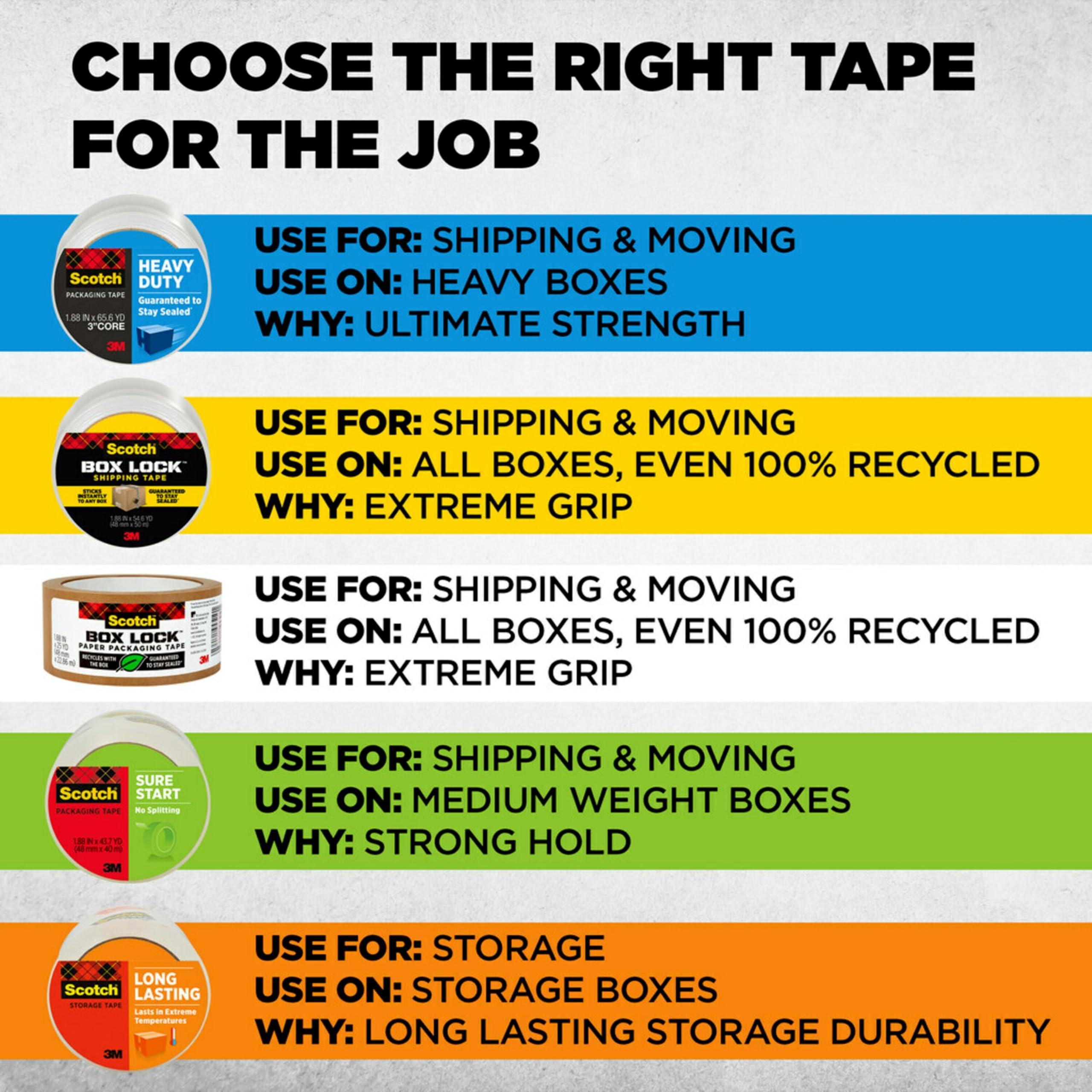 Scotch Sure Start Shipping Packaging Tape, 1.88" x 22.2 yd, Designed for Packing, Shipping and Mailing, Quiet Unwind, No Splitting or Tearing, 1.5" Core, Clear, 6 Dispensered Rolls (145-6) - Image 12