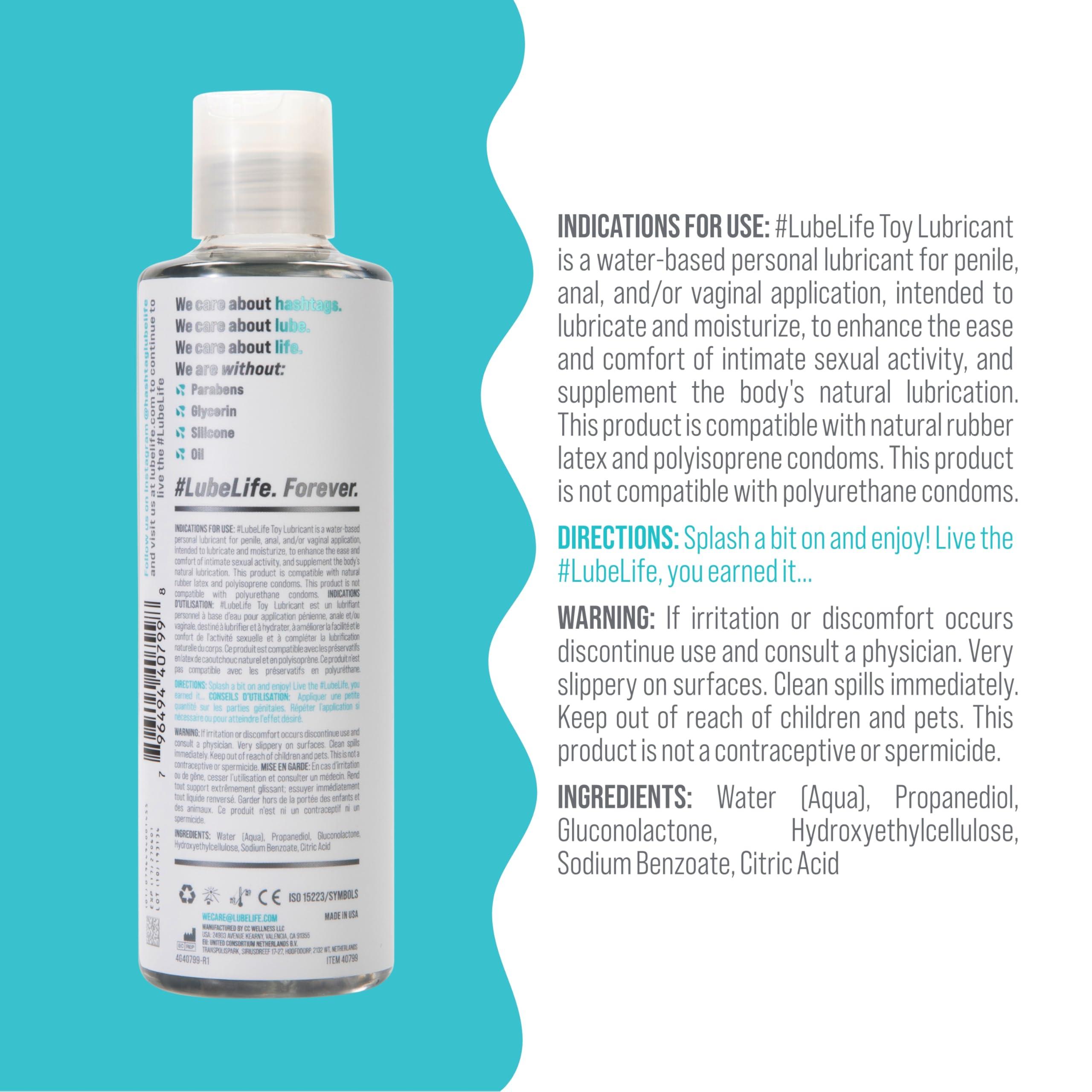 LubeLife Water Based Lube – Toy-Safe Personal Lubricant for Men, Women & Couples, Travel Size, Non-Staining, Easy Clean-Up, 8 Fl Oz - Image 2