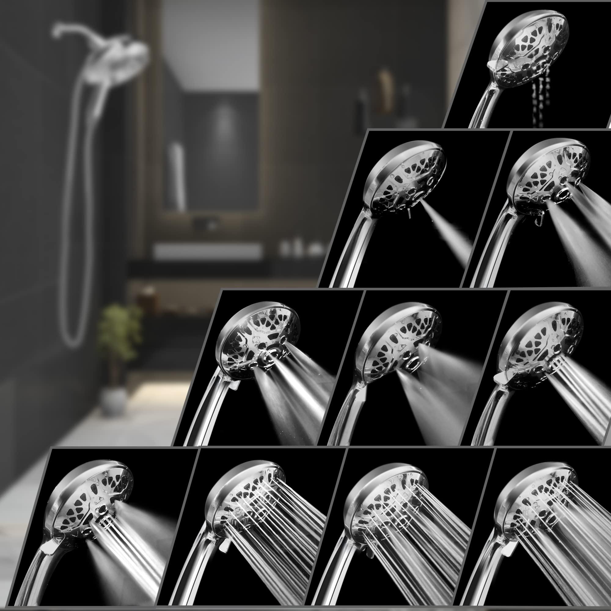 Shower Head with Handheld High Pressure: INAVAMZ Hand Held Shower Head & Rain Shower Head 2-IN-1 Shower Head with 59" Rotatable Stainless Steel Hose, Shower Trim Systems - Image 2