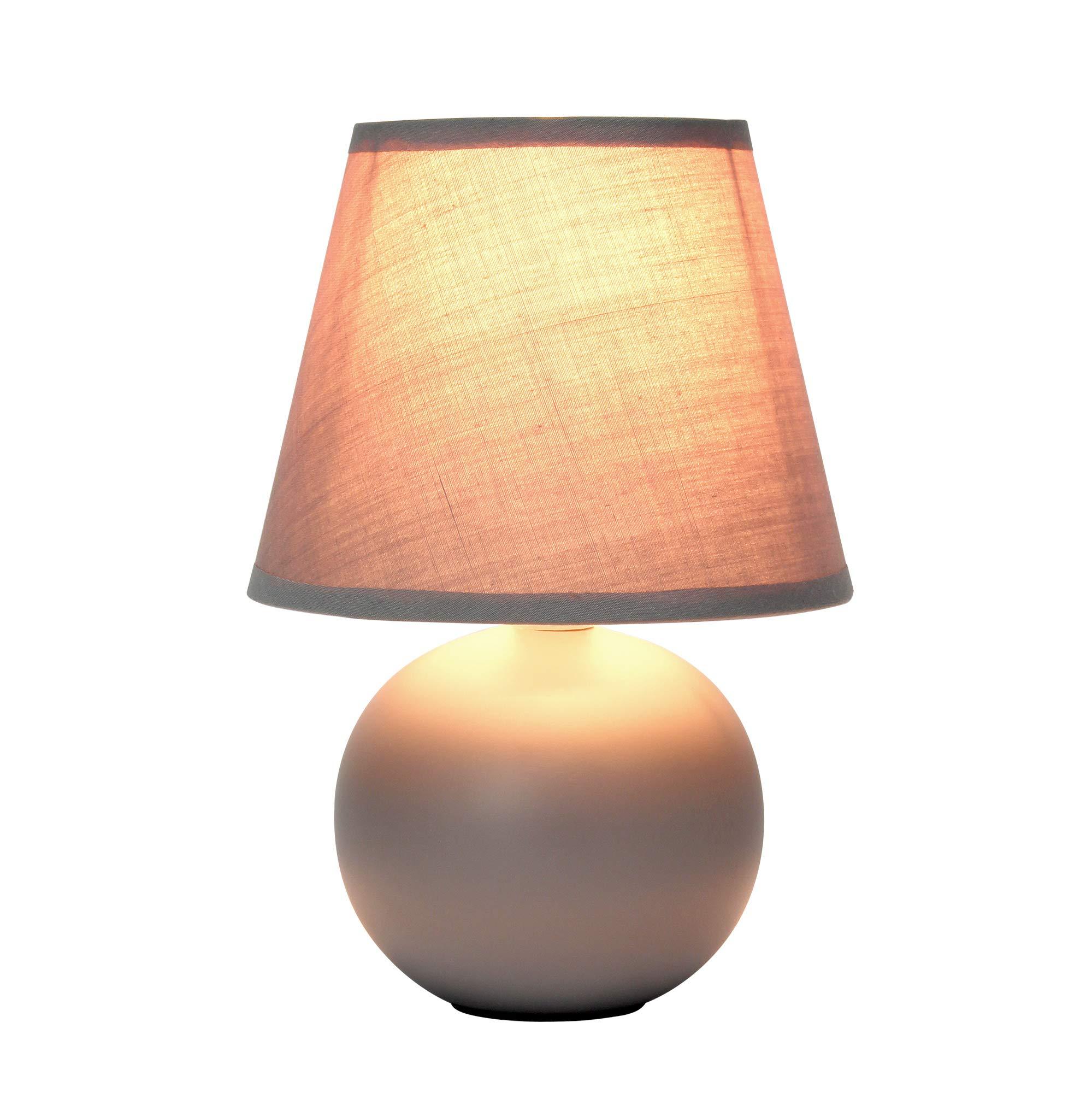 Simple Designs LT2008-GRY Mini Ceramic Globe Table Lamp with Matching Fabric Shade, Gray 5.51 x 5.51 x 8.66 - Image 4