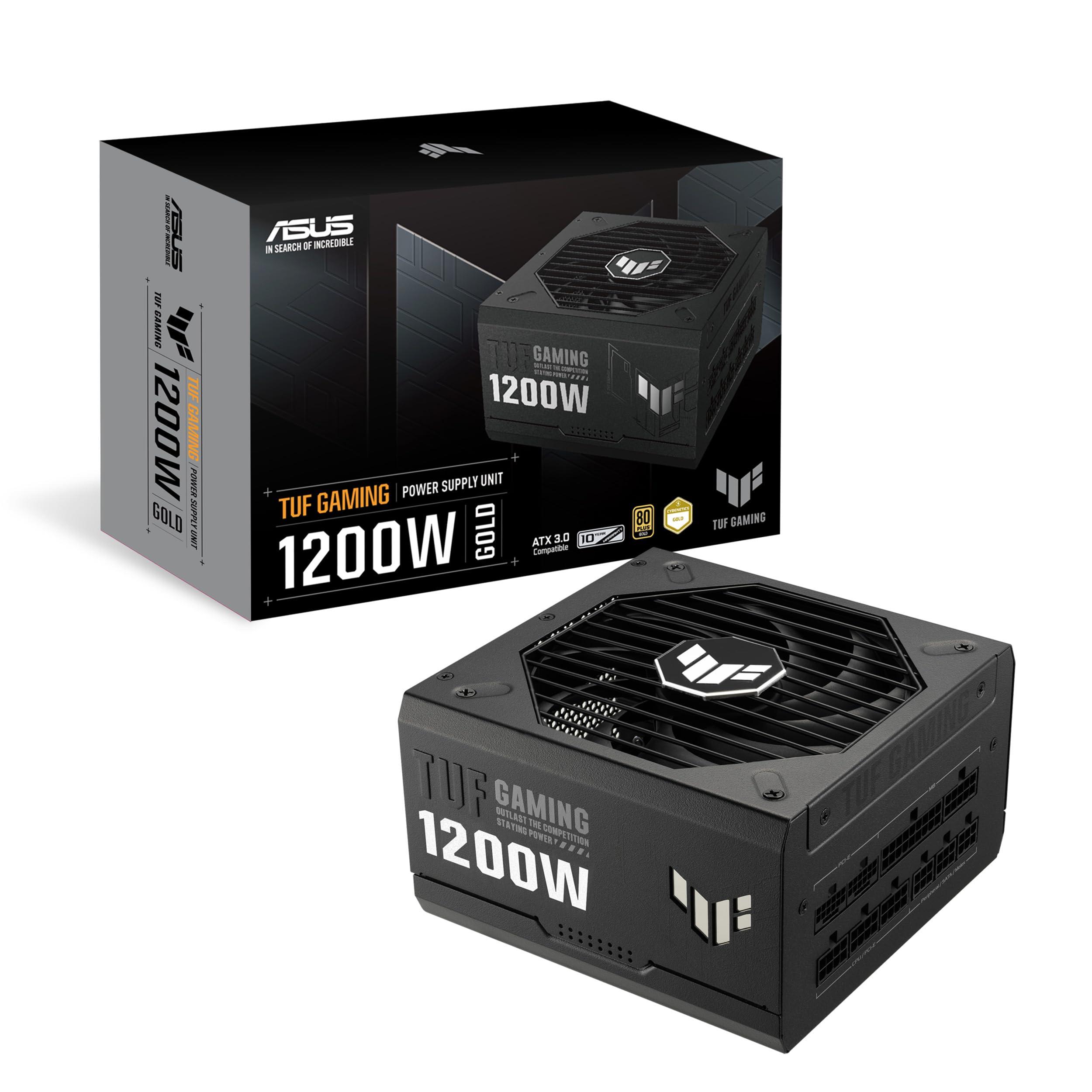 ASUS TUF Gaming 1200W Gold (1200 Watt, ATX 3.0 Compatible Fully Modular Power Supply, 80+ Gold Certified, Military-Grade Components, Dual Ball Bearing, Axial-tech Fan, PCB Coating, 10 Year Warranty)