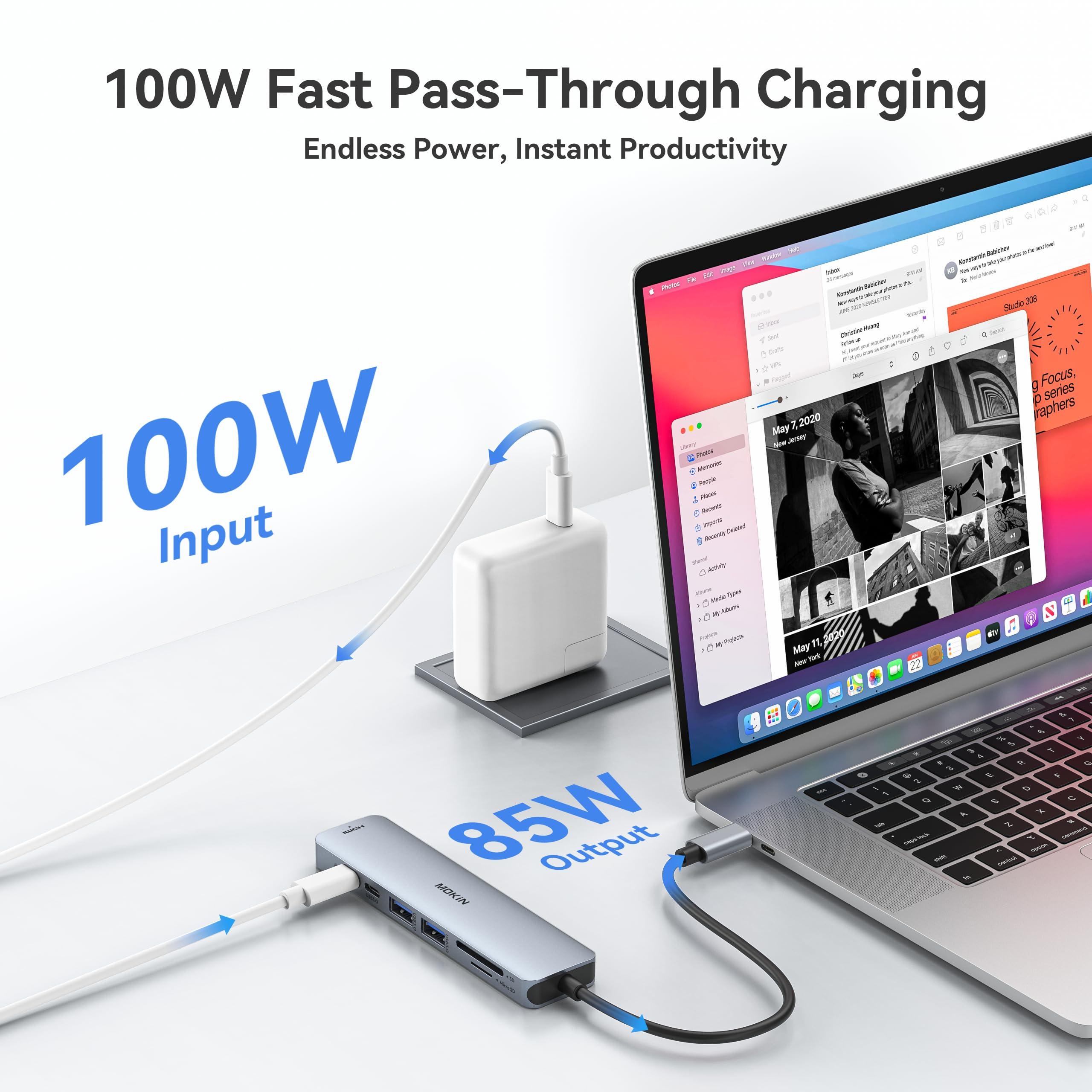 USB C Hub HDMI Adapter for MacBook Pro/Air, MOKiN 7 in 1 USB C Dongle with HDMI, SD/TF Card Reader, USB C Data Port,100W PD, and 2 USB 3.0 Compatible for MacBook Pro/Air, Dell XPS, Lenovo Thinkpad. - Image 4