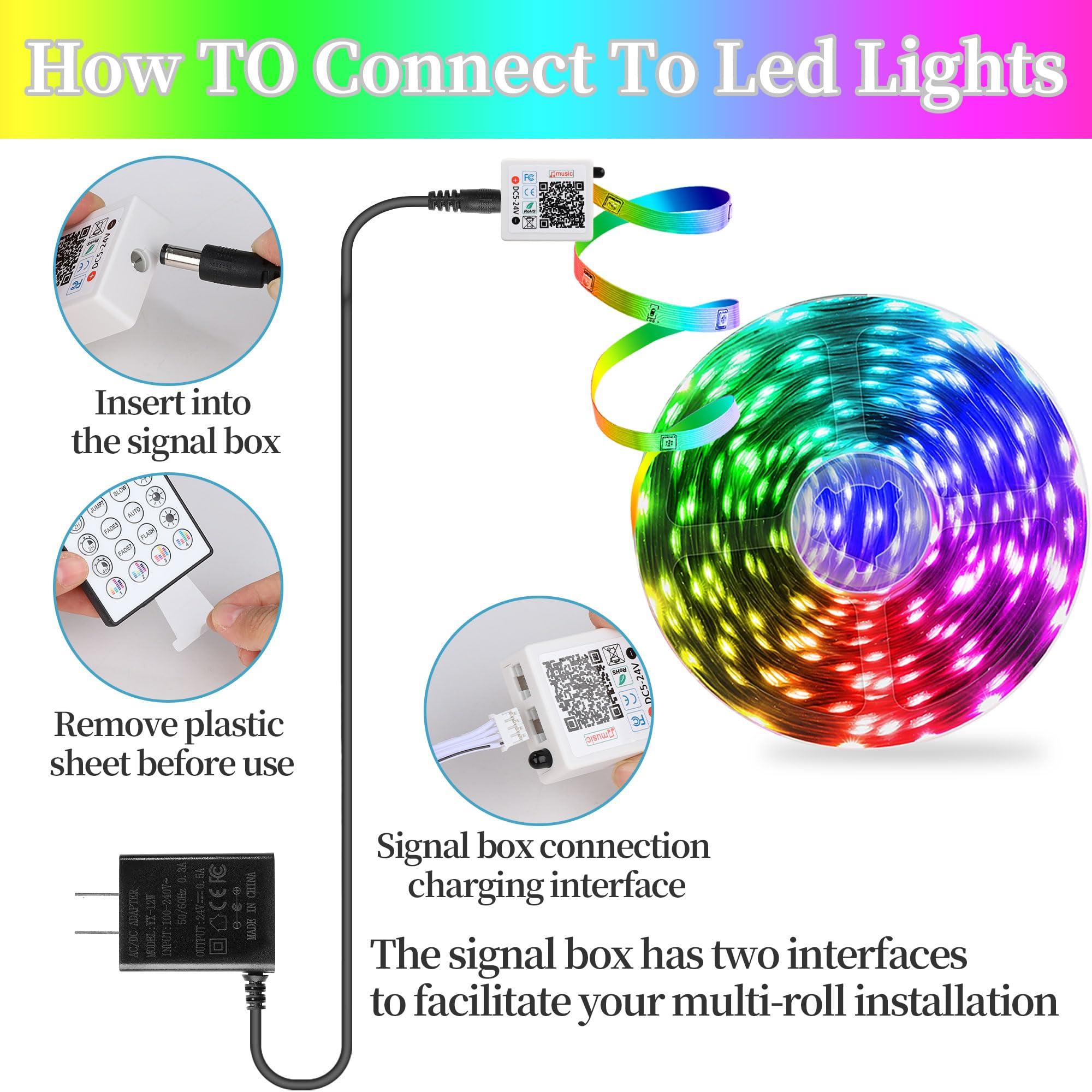 QZYL LED Lights for Bedroom, 25FT RGB LED Strip Lights with 44 Keys IR Remote, Smart LED Light Strip with Adhesive Backing Adjustable Brightness App Control for Bedroom Party Decoration - Image 7